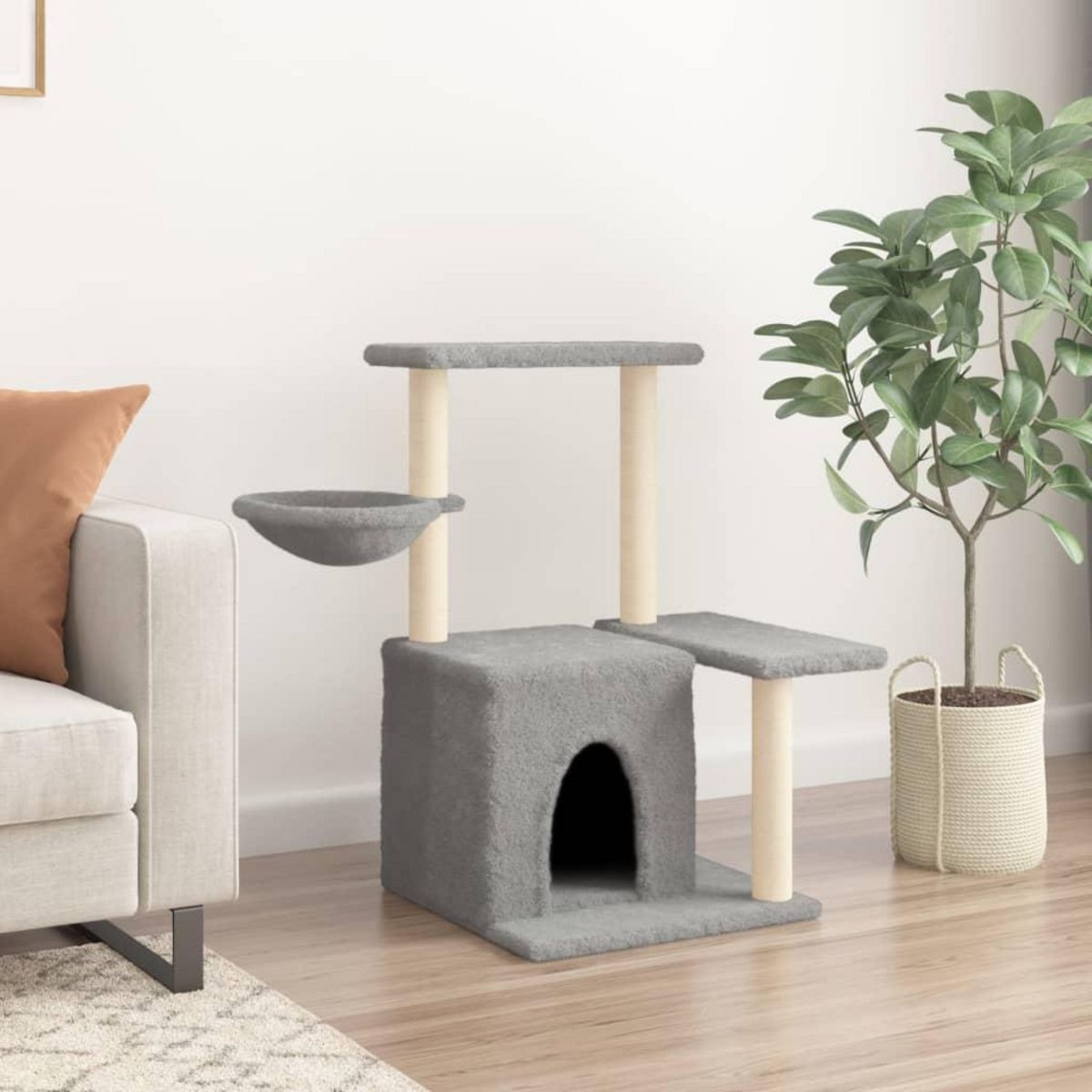 VIDAXL Arbre a chat avec griffoirs en sisal Gris clair 83 cm
