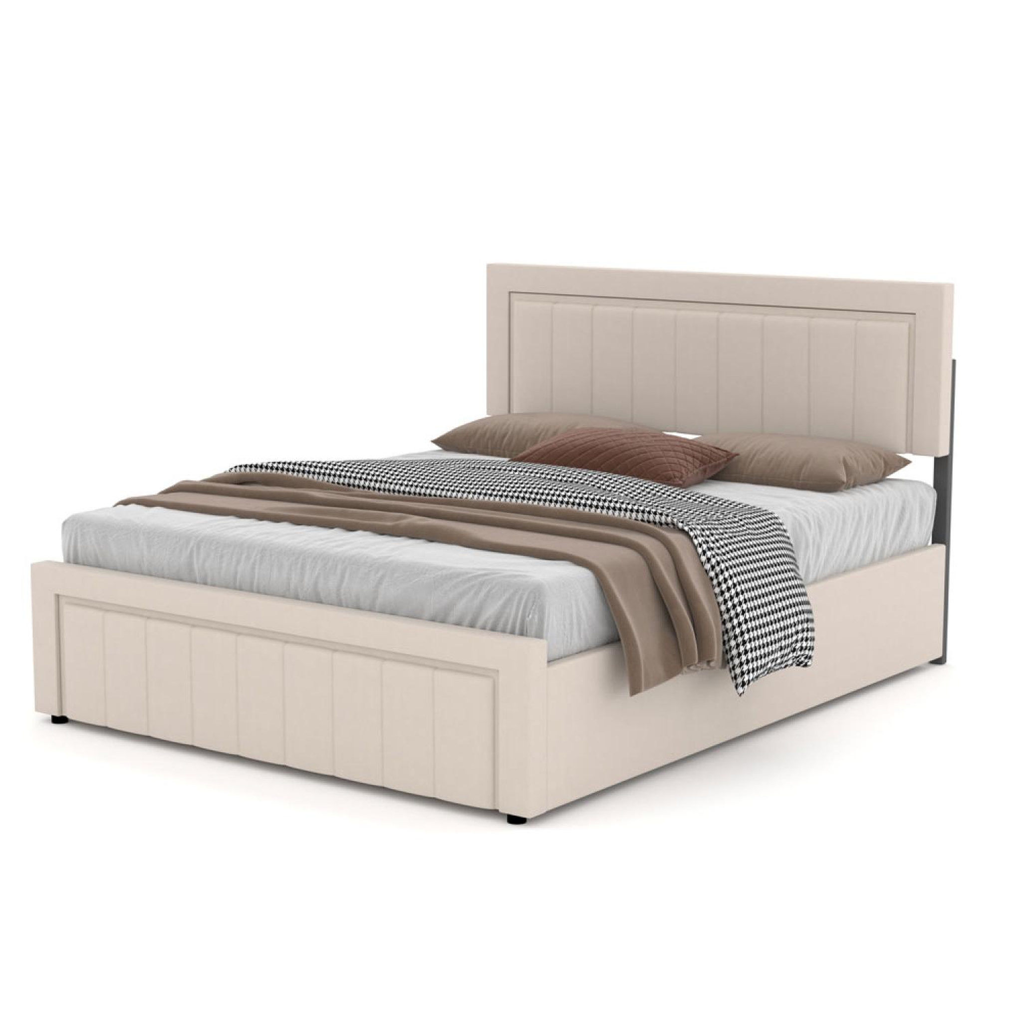 Voir la diapositive 6 : CONCEPT USINE Lit coffre 140x190cm en velours beige nashville