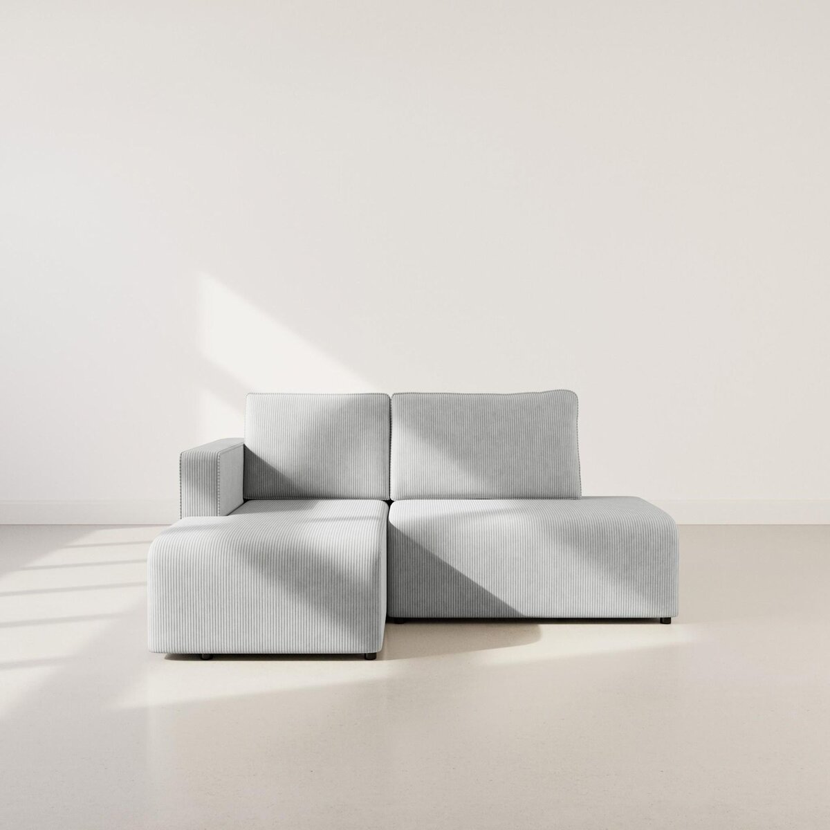 BEST MOBILIER Topaze - canapé d'angle gauche 4 places convertible avec coffre en velours côtelé