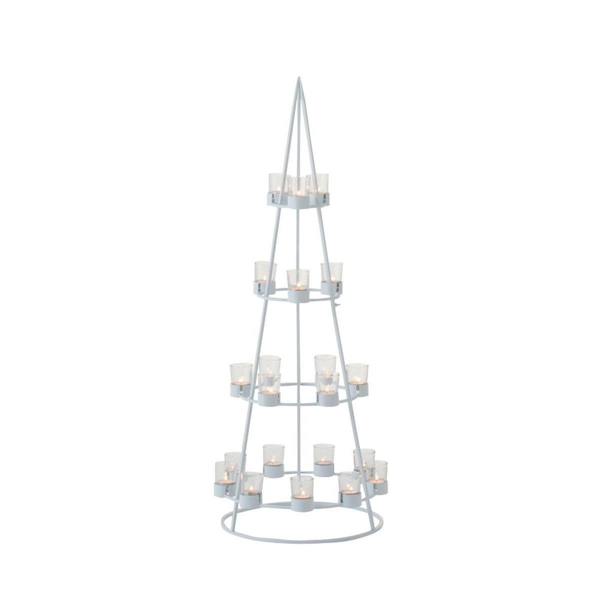 Voir la diapositive 2 : J-LINE Arbre Déco en Métal  21 Photophores  110cm Blanc