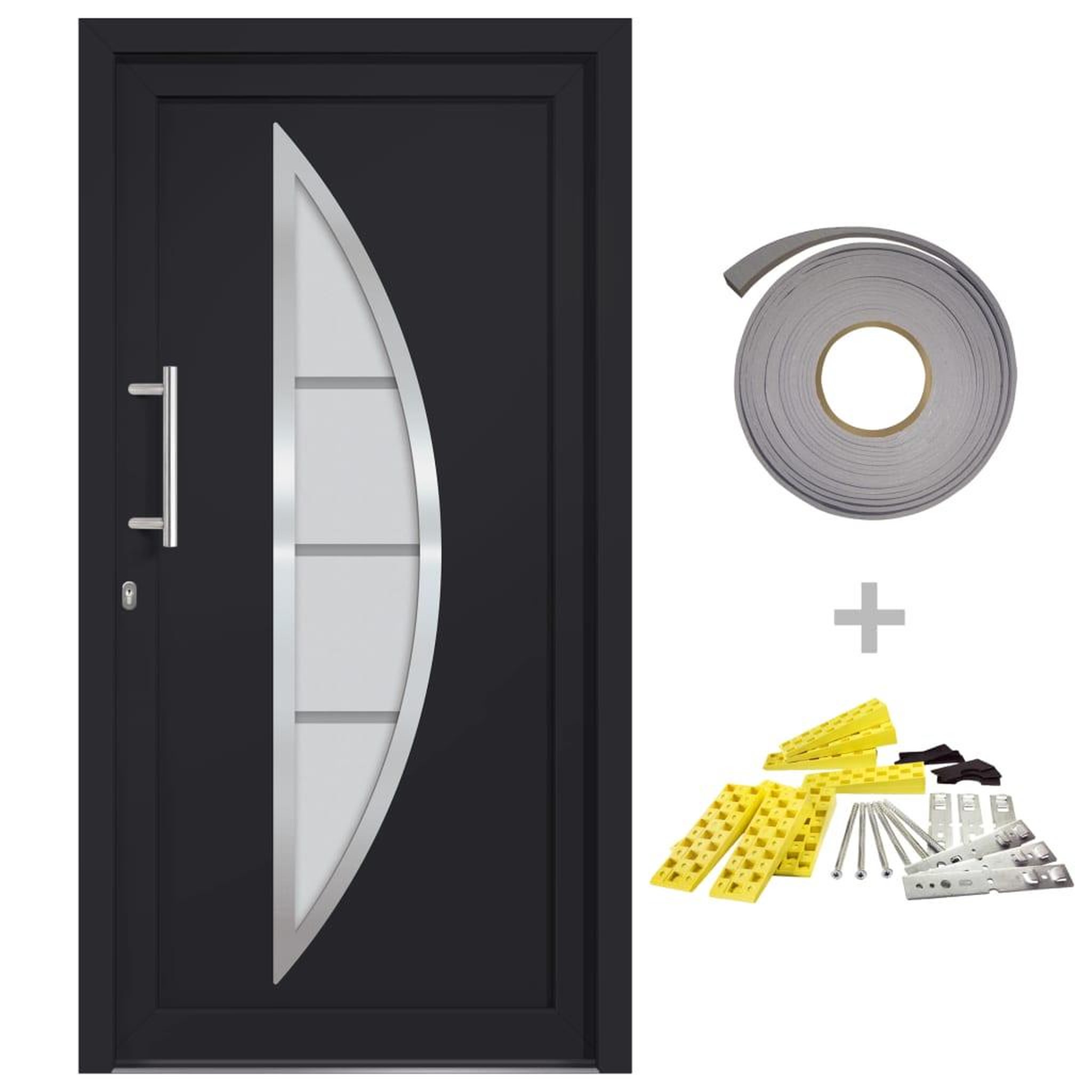Voir la diapositive 2 : VIDAXL Porte d'entree Anthracite 98x208 cm