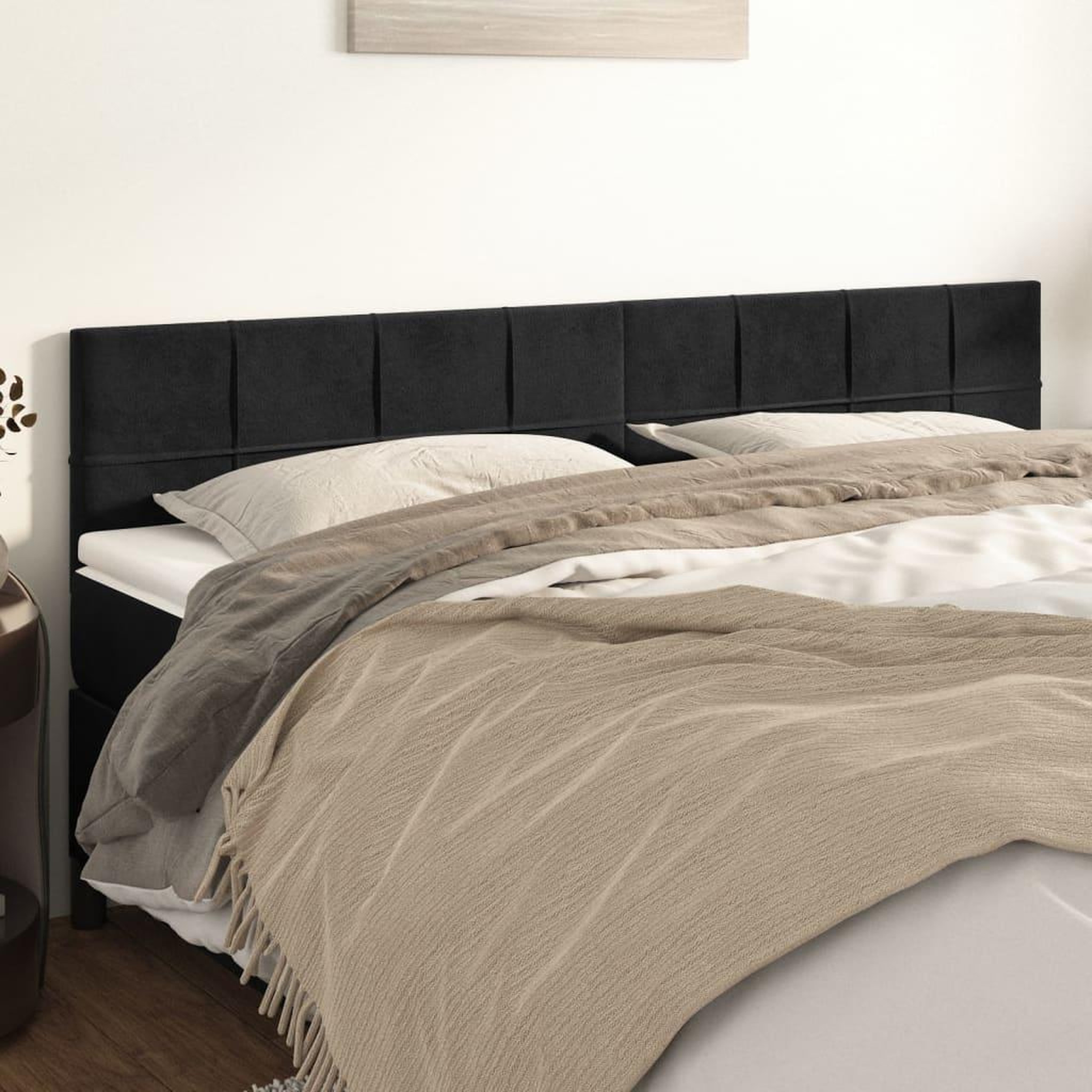 Voir la diapositive 1 : VIDAXL Tetes de lit 2 pcs Noir 100x5x78/88 cm Velours