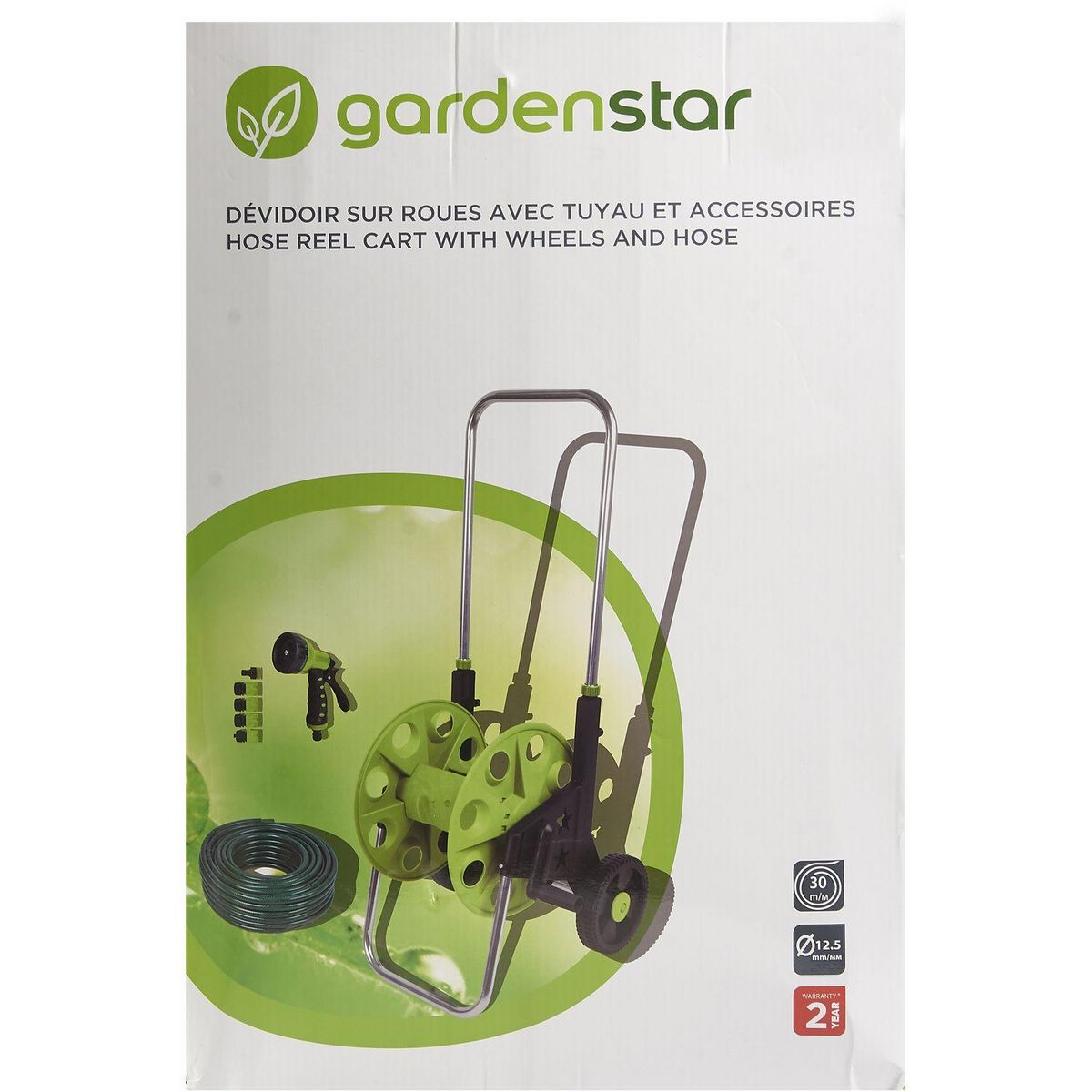 GARDENSTAR Devidoir sur roues avec tuyau de 30m