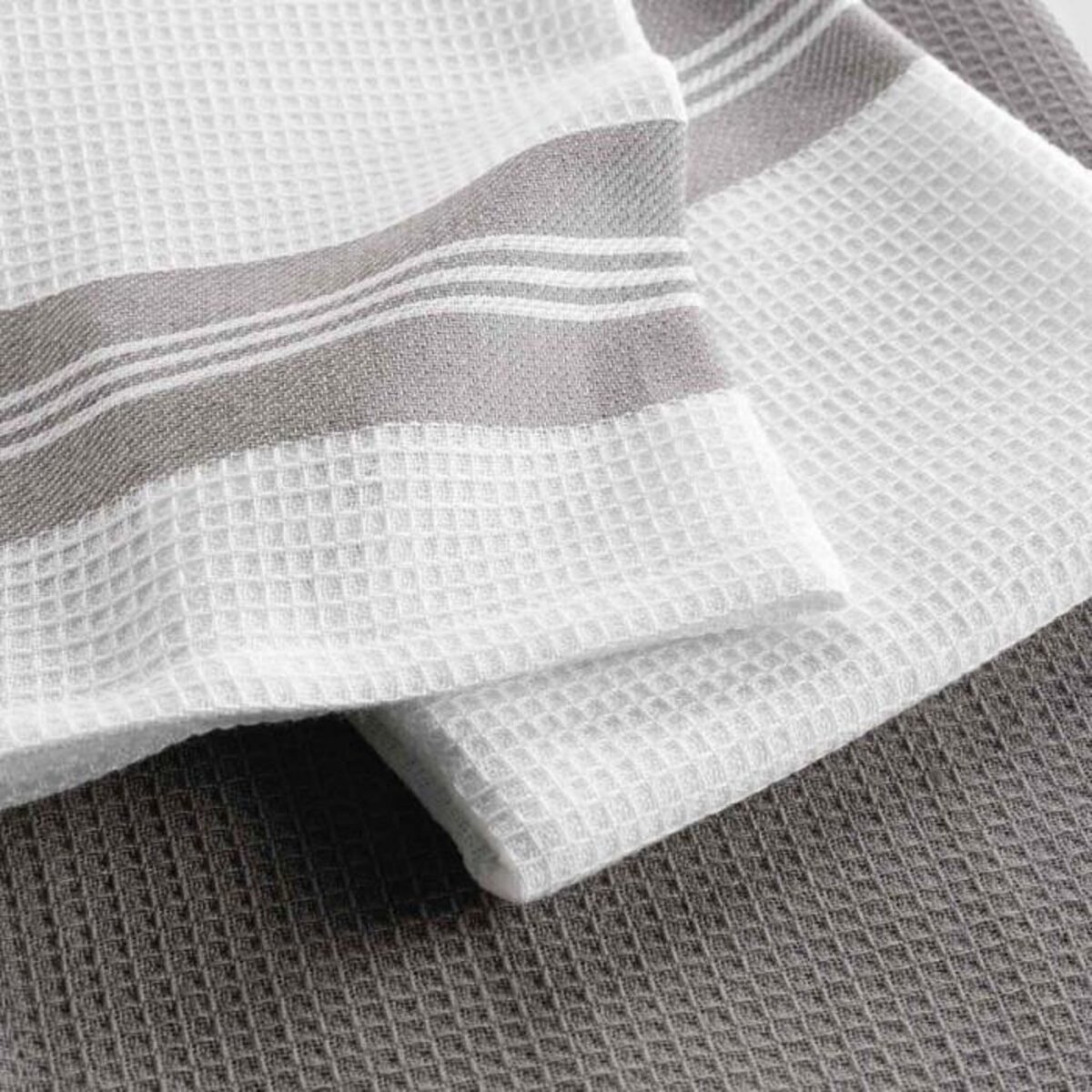 Paris Prix Lot de 2 Torchons en Coton  Cappuccino  50x70cm Marron