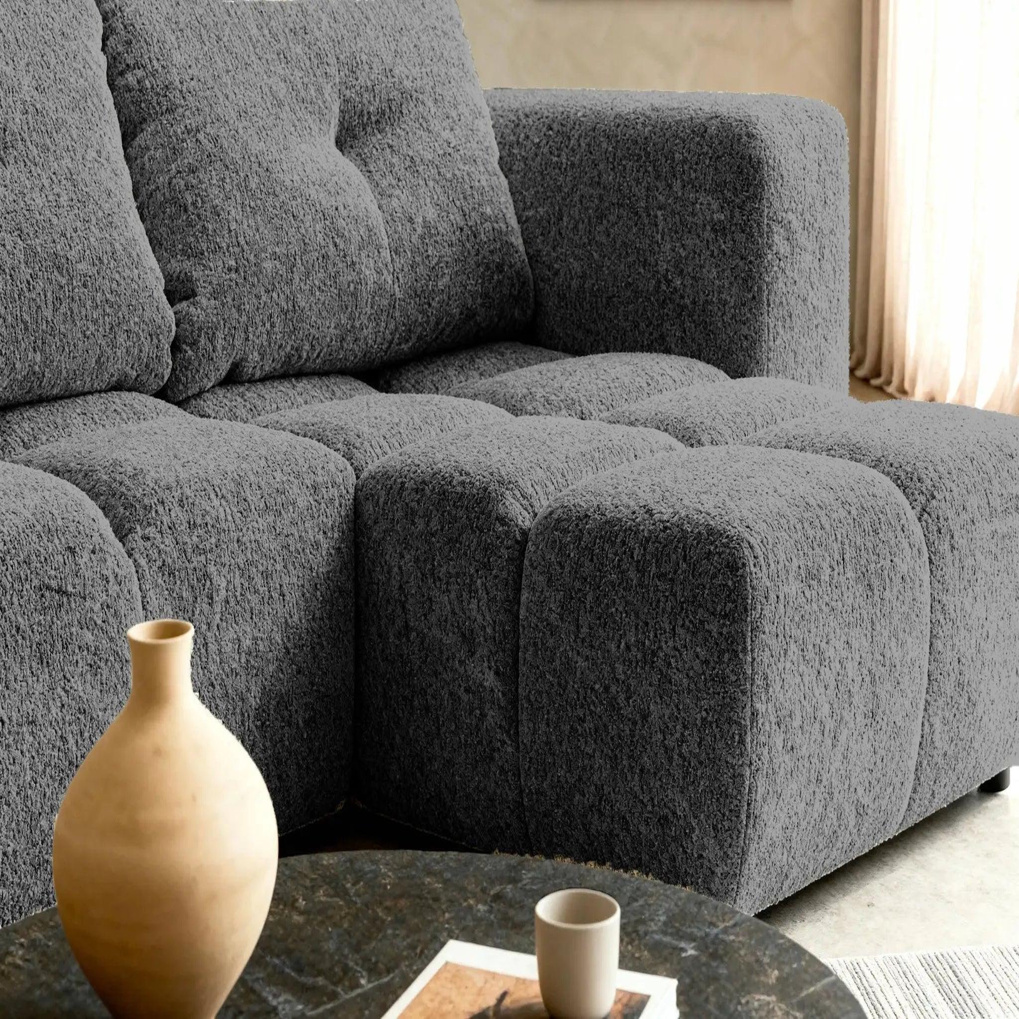 Voir la diapositive 5 : CASANOVA PARIS Romy mini - canapé d'angle convertible tissu chenille 2 places