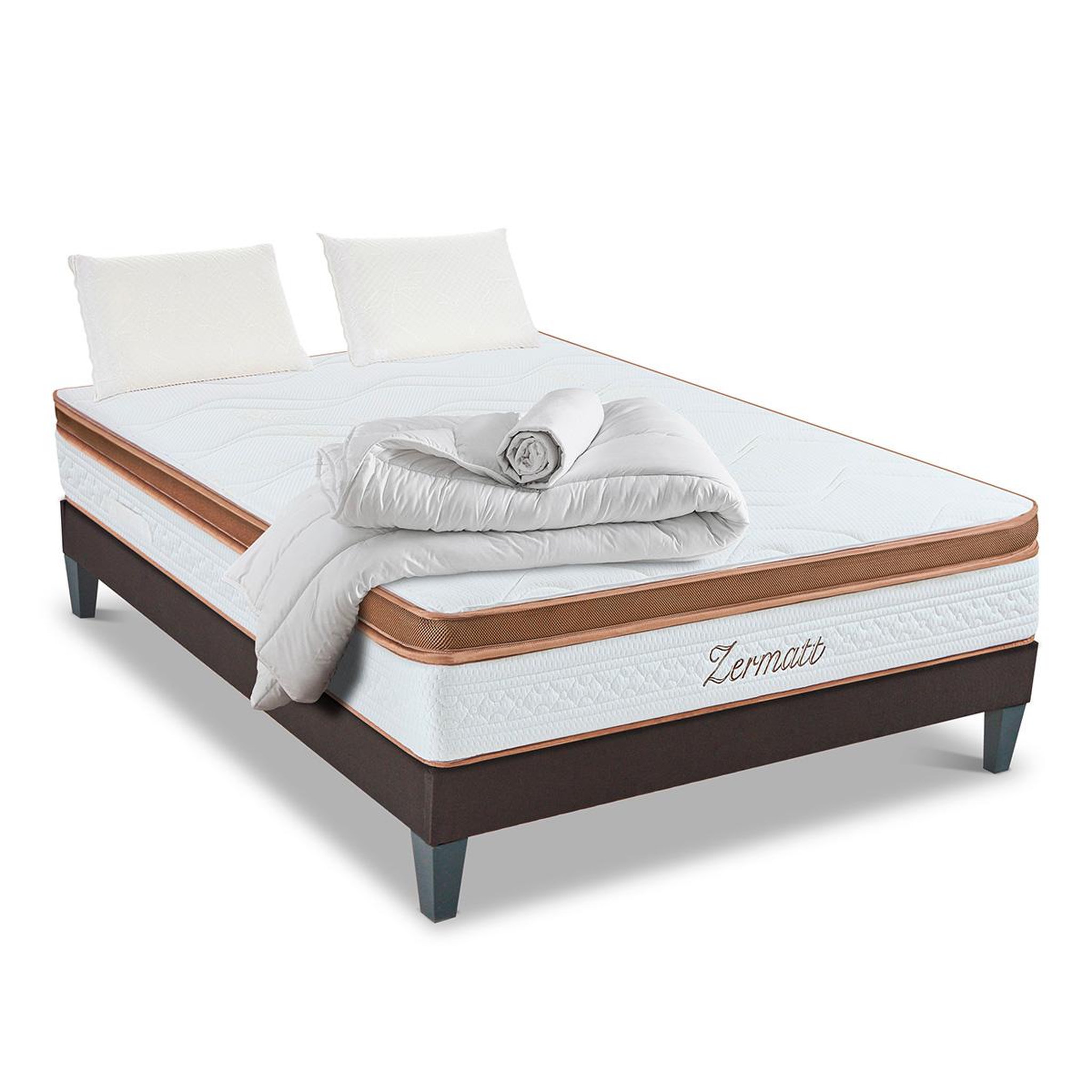 Voir la diapositive 3 : BELLECOUR Bellecour literie | pack prêt à dormir zermatt | matelas mémoire de forme + sommier + accessoires