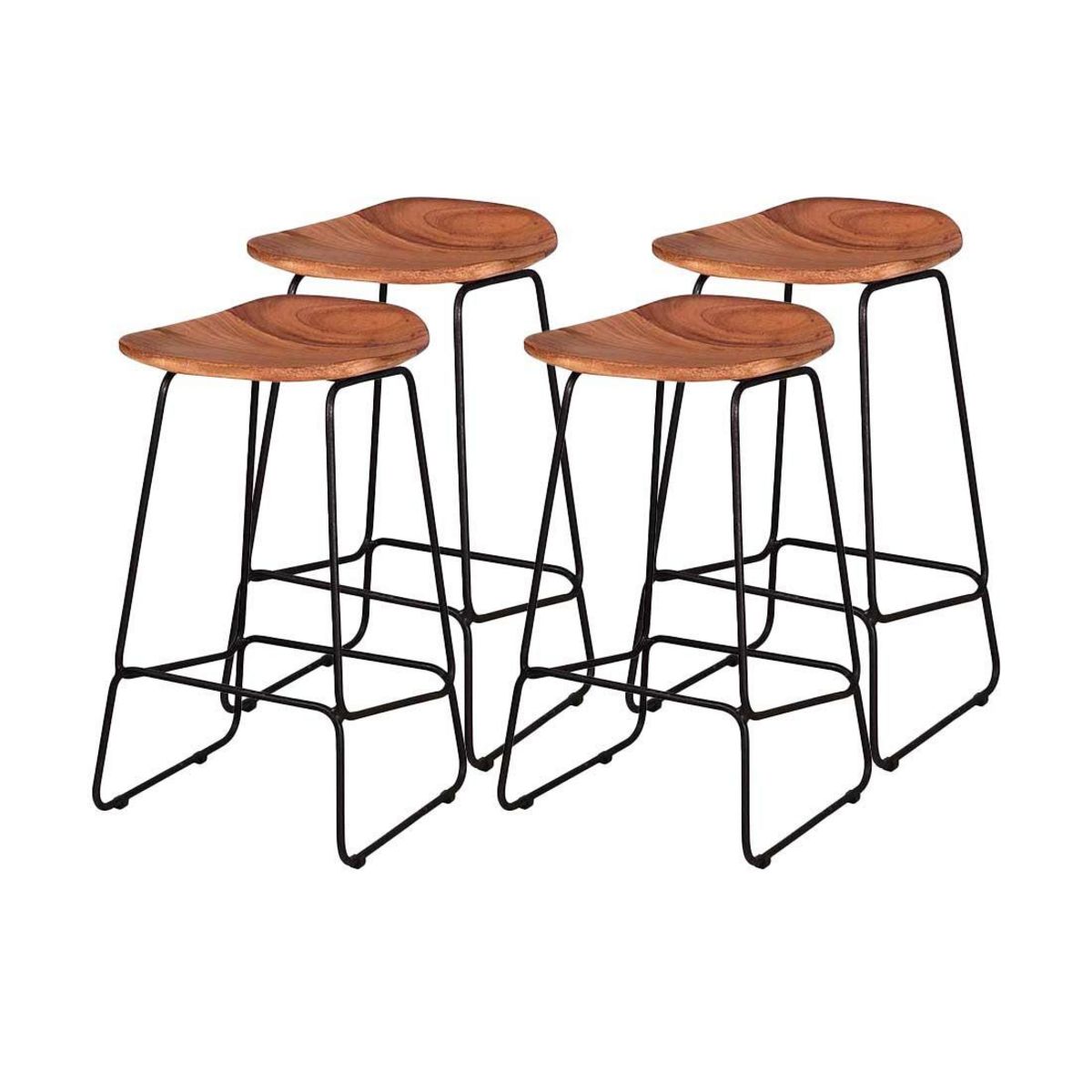 LISA DESIGN Djoda - lot de 4 tabourets de bar - bois massif d'acacia