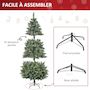 Voir la diapositive 6 : HOMCOM Sapin de Noël artificiel aspect enneigé Ø 86 x 180H cm 50 pommes de pin 718 branches épines imitation Nordmann grand réalisme