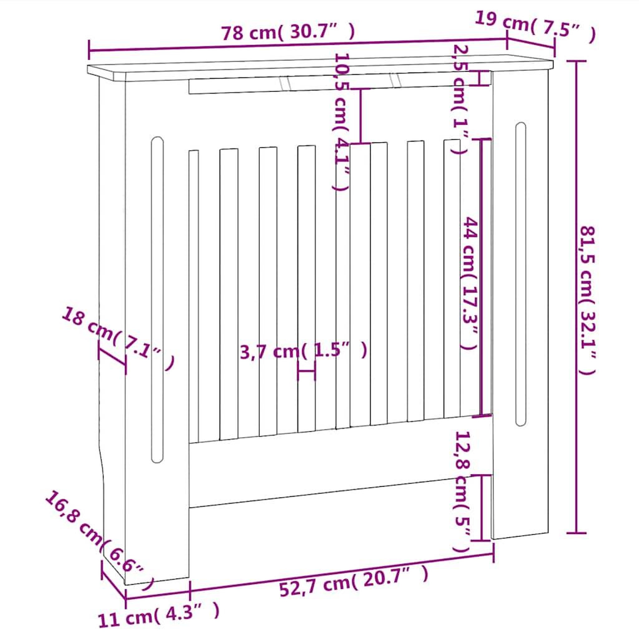 Voir la diapositive 6 : VIDAXL Cache-radiateur MDF Gris 78 cm