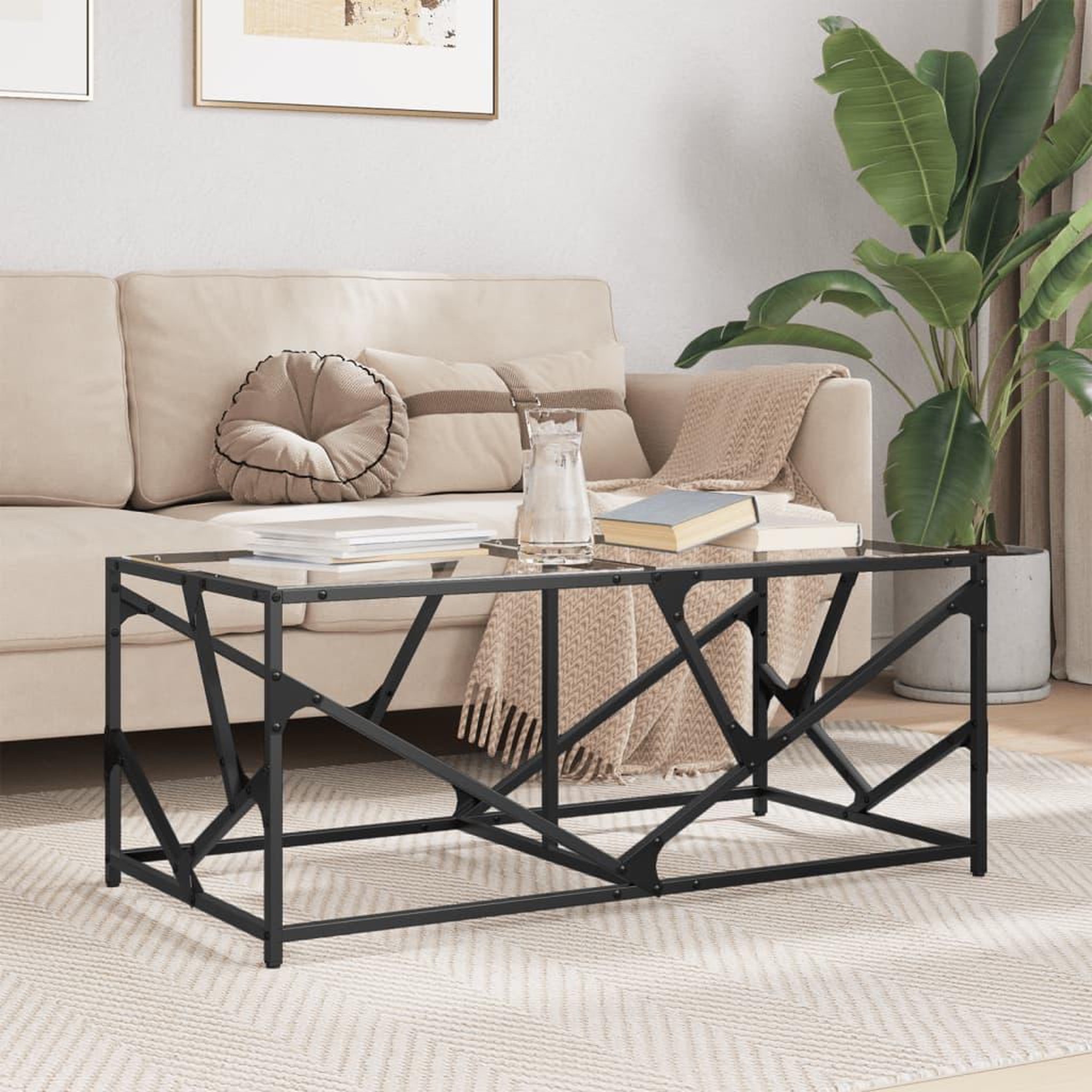 VIDAXL Table basse avec dessus en verre transparent 98,5x50x41cm acier