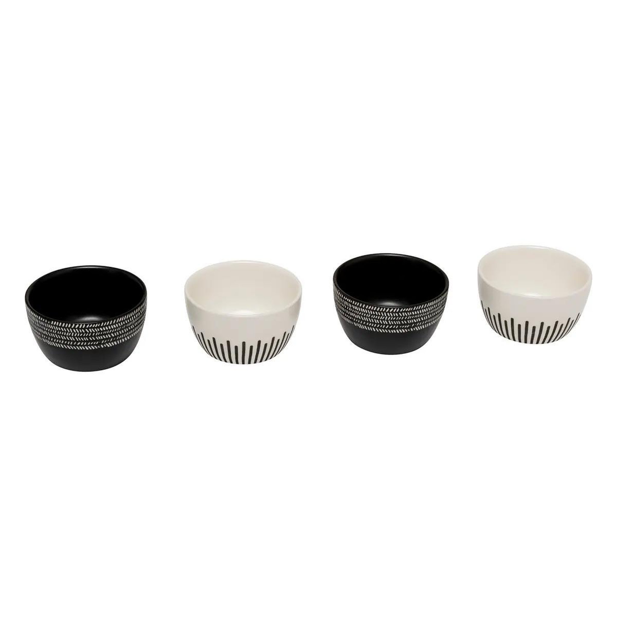 Voir la diapositive 4 : SECRET DE GOURMET Lot de 4 coupelles en céramique  ethnique  10cm noir & blanc