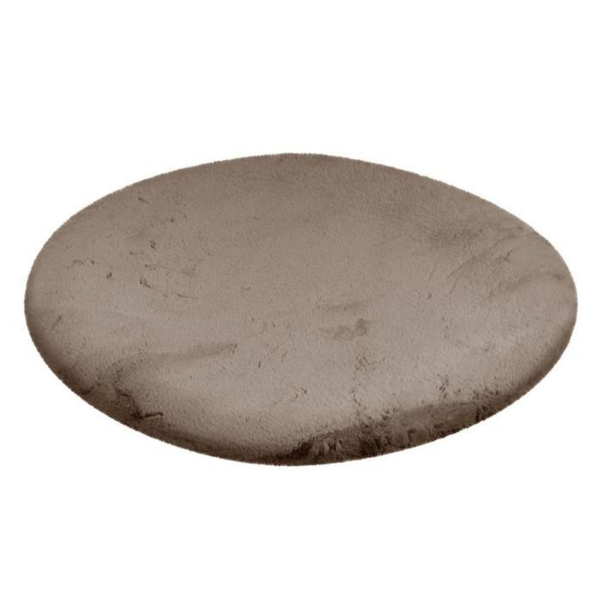 Paris Prix Tapis Uni Rond Doux à Poils Longs  Rabbit  Taupe