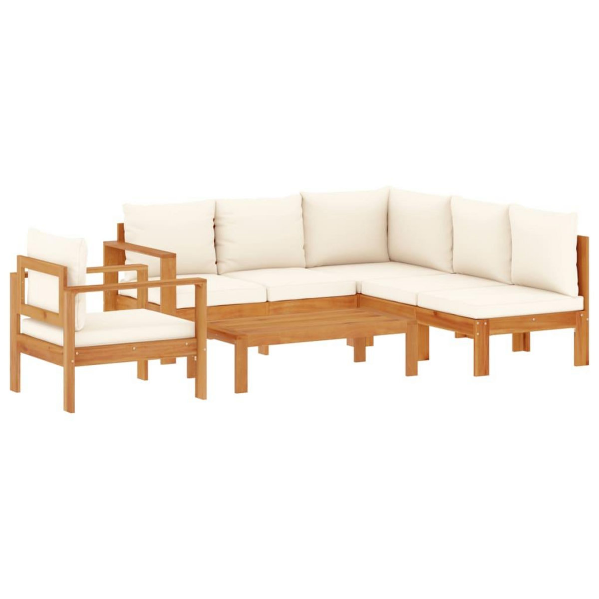 VIDAXL Salon de jardin avec coussins 5 pcs Bois d'acacia solide