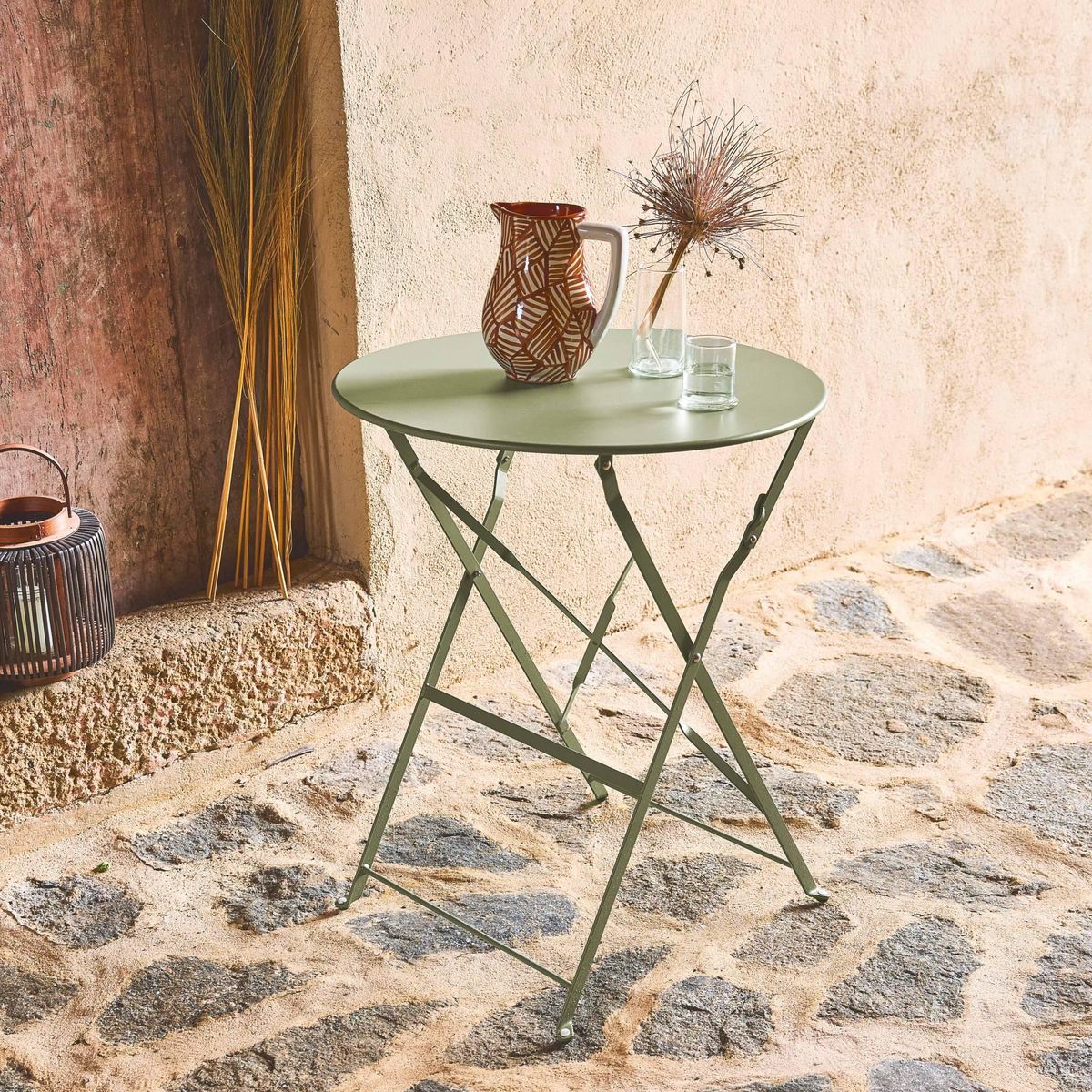 SWEEEK Table de jardin bistrot pliable - Emilia ronde - Table ronde Ø60cm en acier thermolaqué