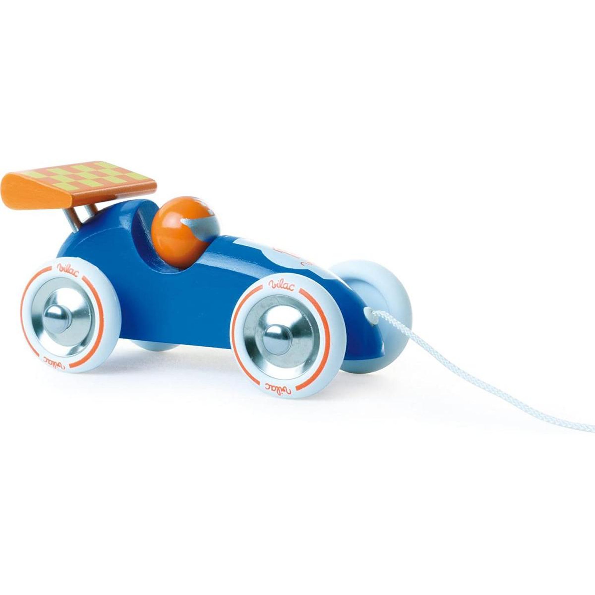 Vilac Voiture de course a trainer bleu et orange