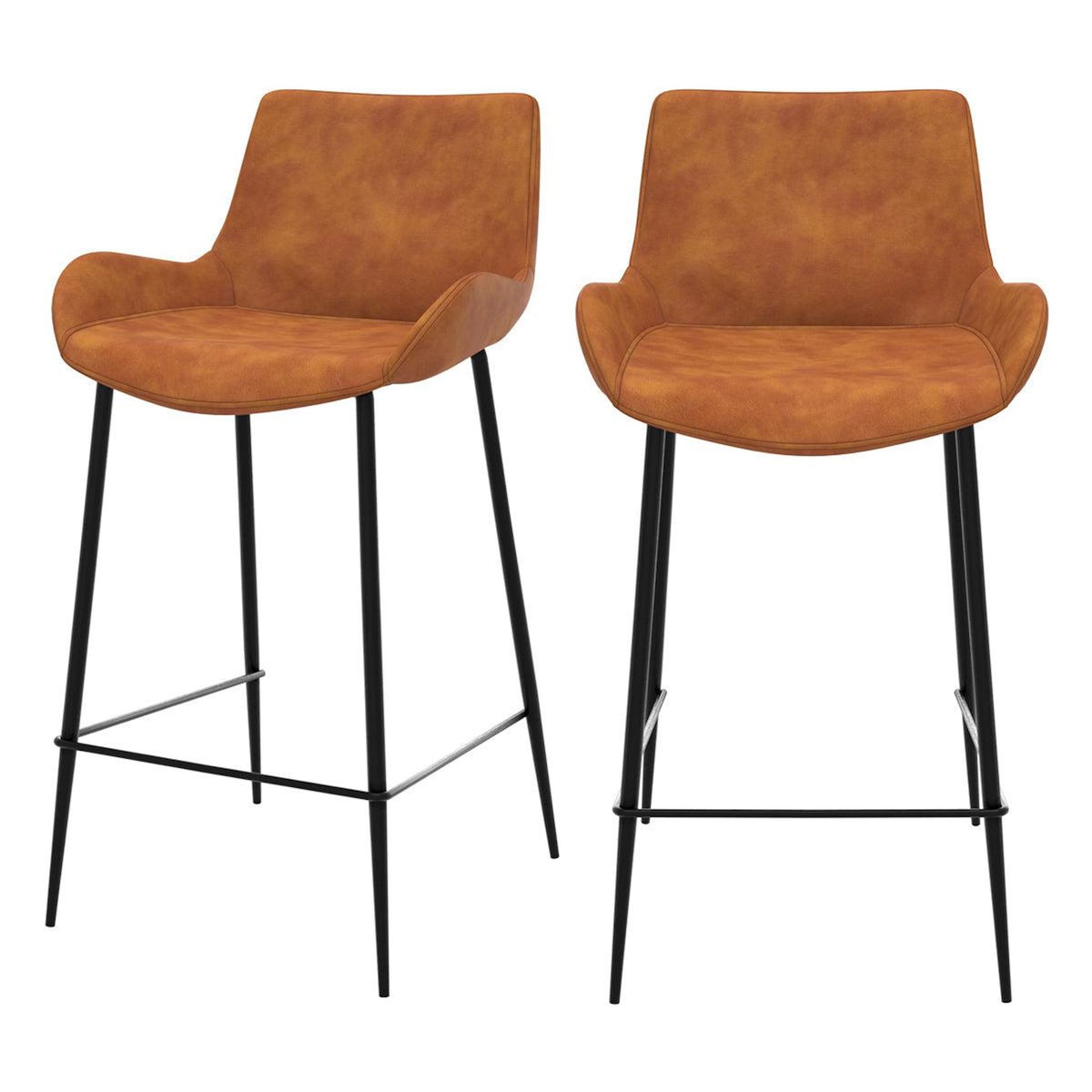 Rendez vous déco Lot de 2 chaises pour îlot central 65 cm en cuir synthétique camel-Pirata