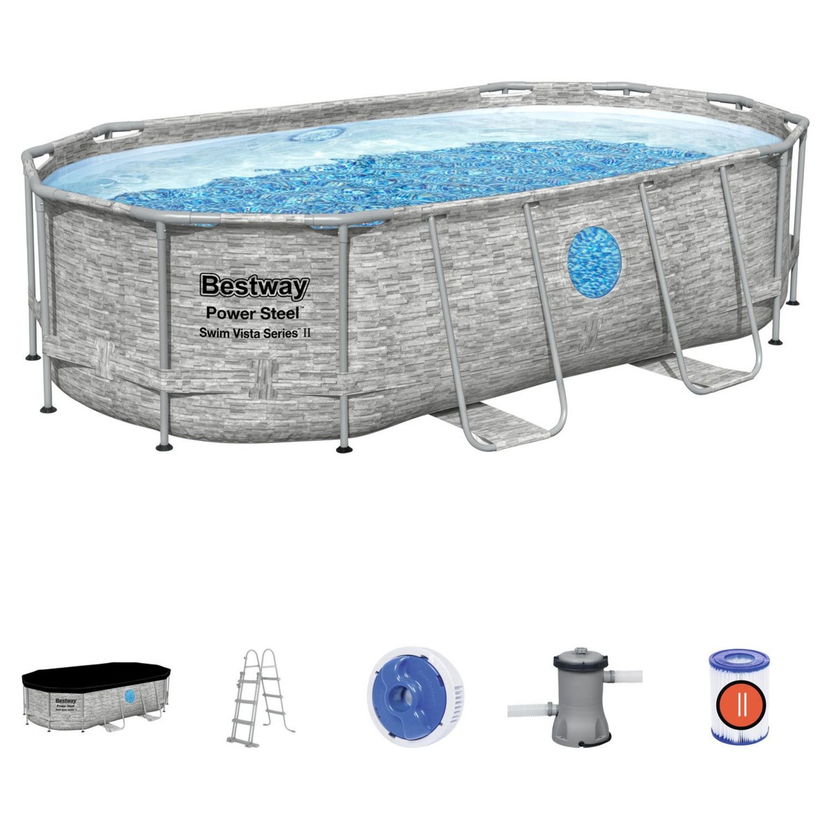BESTWAY Piscine tubulaire hors sol ovale Power Steel&trade; SwimVista 427x250x100cm
