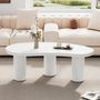 Voir la diapositive 3 : MERAX Table Basse Forme Irrégulière En Demi-lune Blanc