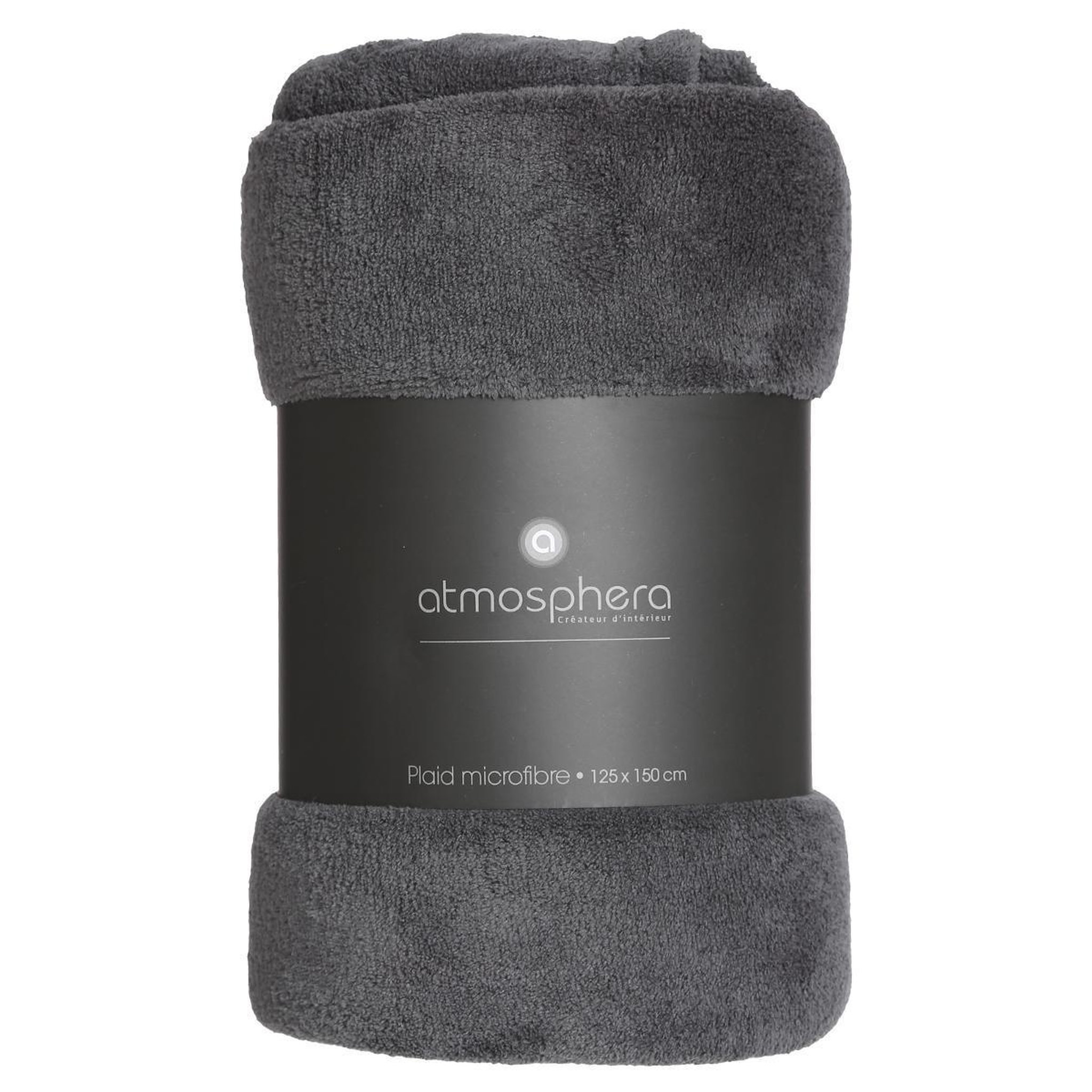 Voir la diapositive 3 : ATMOSPHERA Plaid polaire  microfibre  125x150cm gris foncé