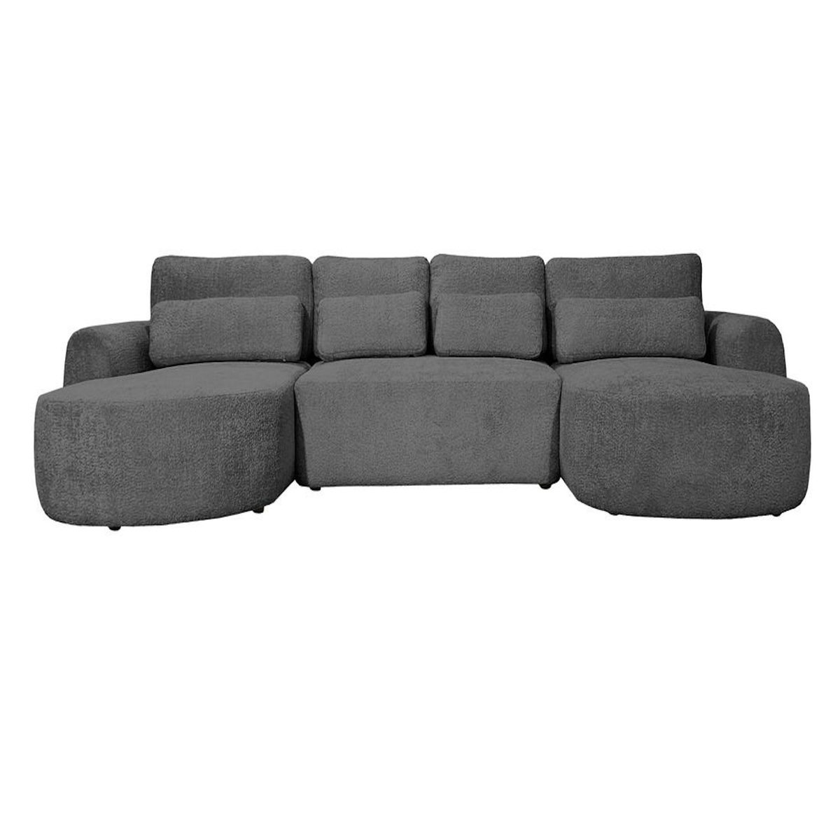 BEST MOBILIER Mahina - canapé panoramique en u 7 places - convertible avec coffre - en tissu bouclette