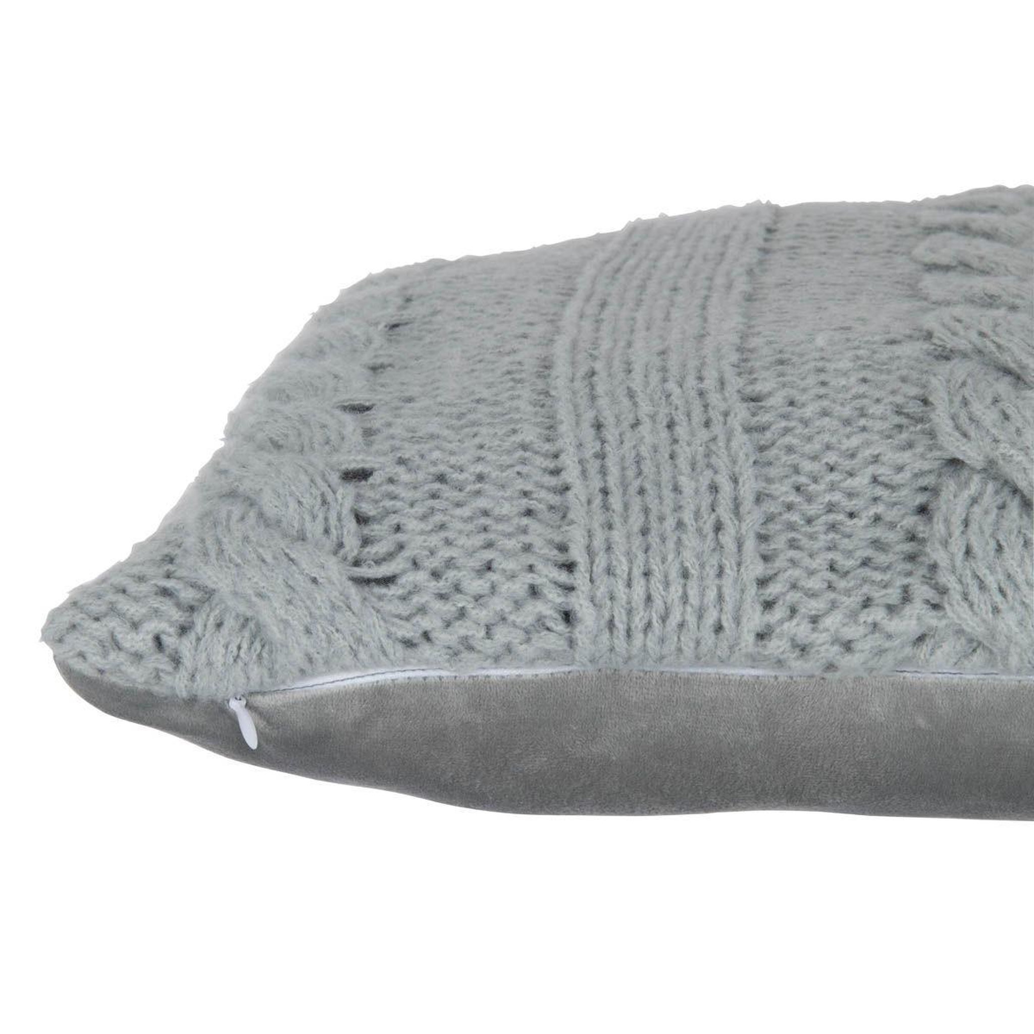 Voir la diapositive 3 : J-LINE Coussin déco tricoté  twist  45x45cm gris
