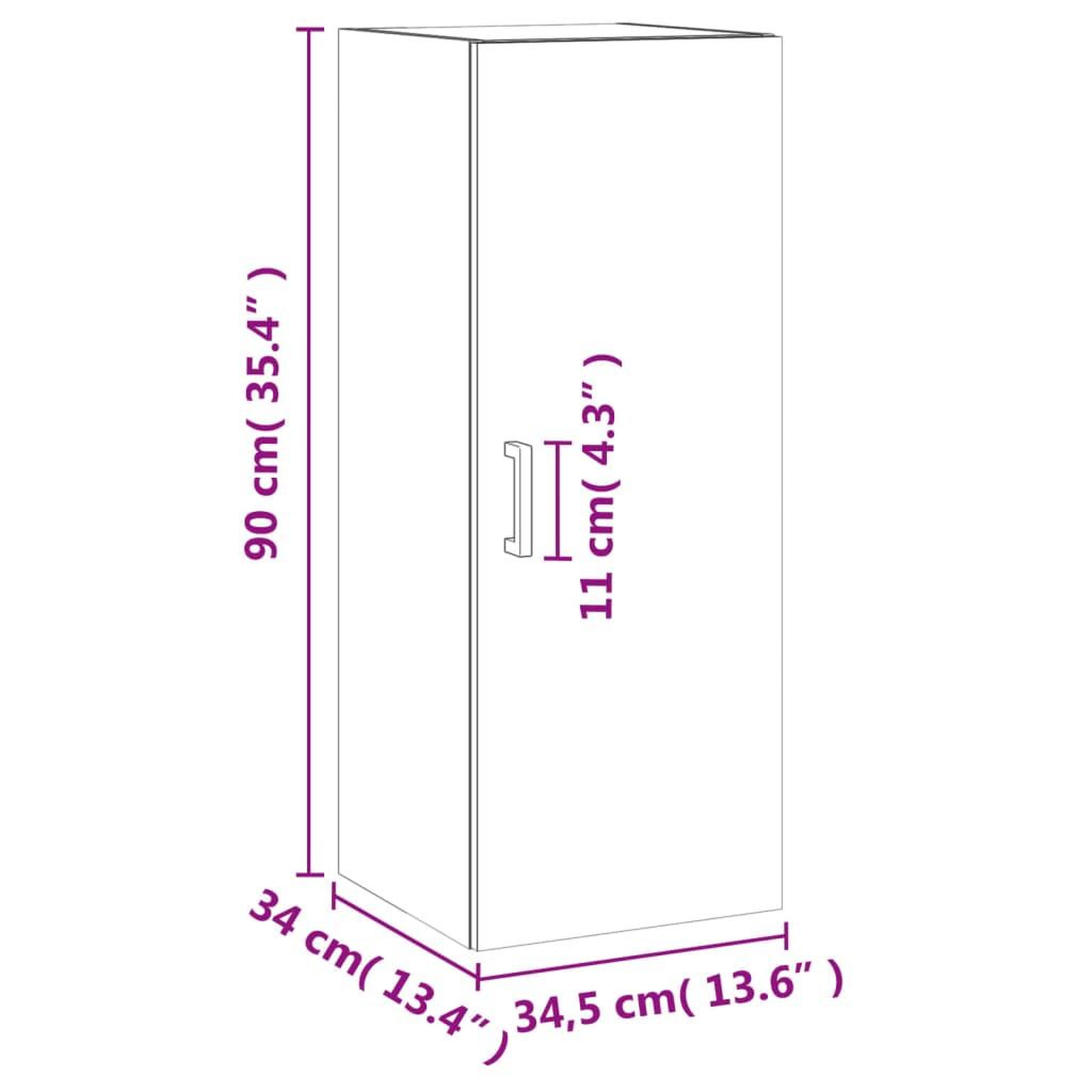 Voir la diapositive 6 : VIDAXL Armoire murale blanc 34,5x34x90 cm