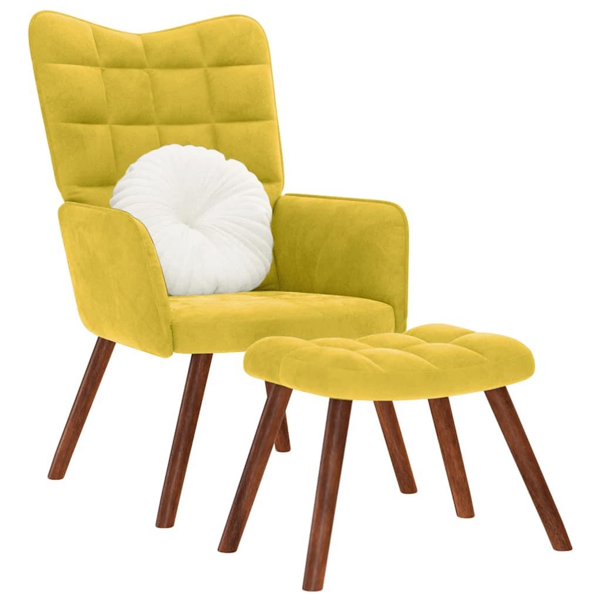 VIDAXL Chaise de relaxation avec tabouret jaune velours