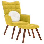 VIDAXL Chaise de relaxation avec tabouret jaune velours