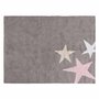 Lorena Canals Tapis coton motif 3 étoiles - gris et rose - 120 x 160
