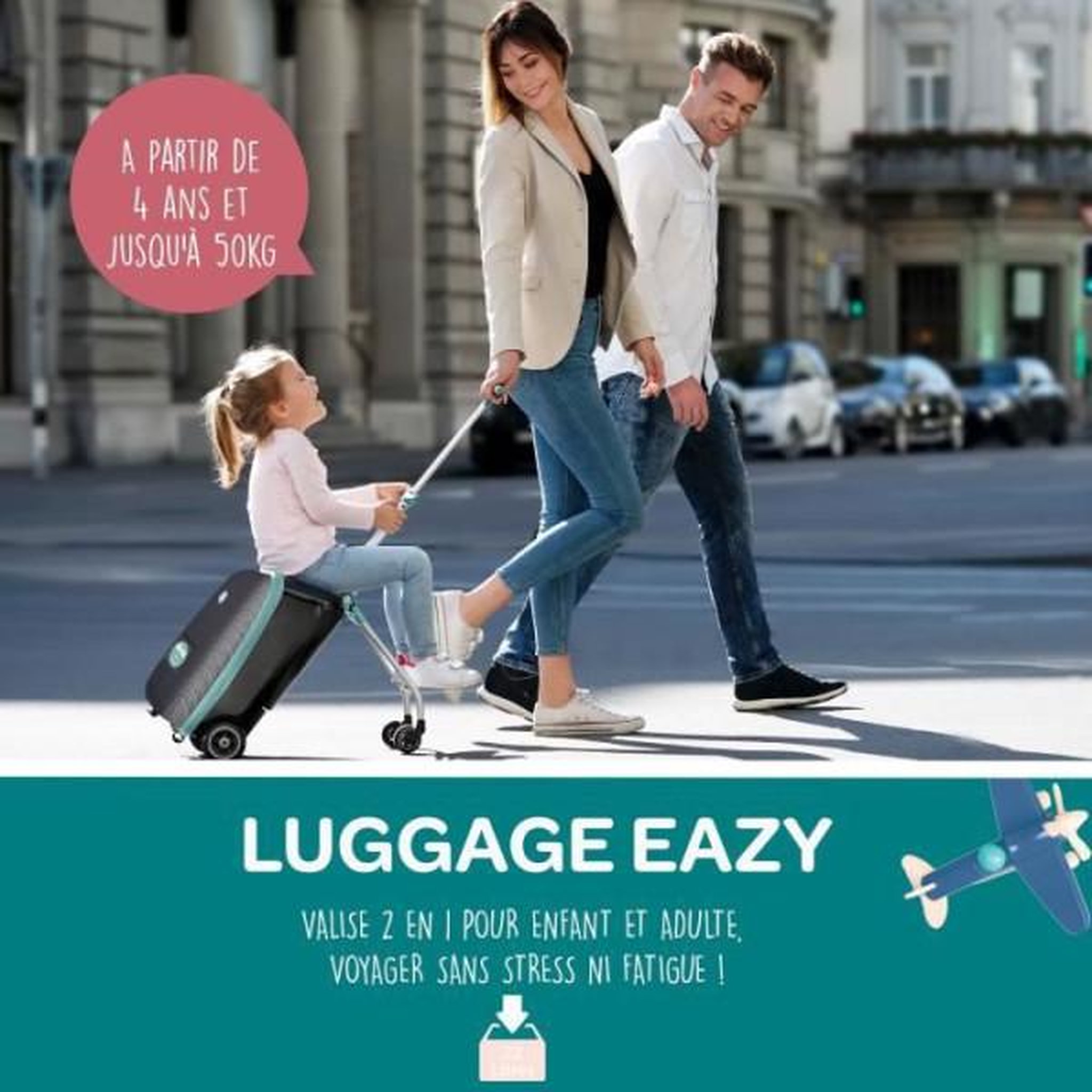 Voir la diapositive 2 : MARKET24 Béaba luggage eazy, valise cabine avec l'assise de voyage