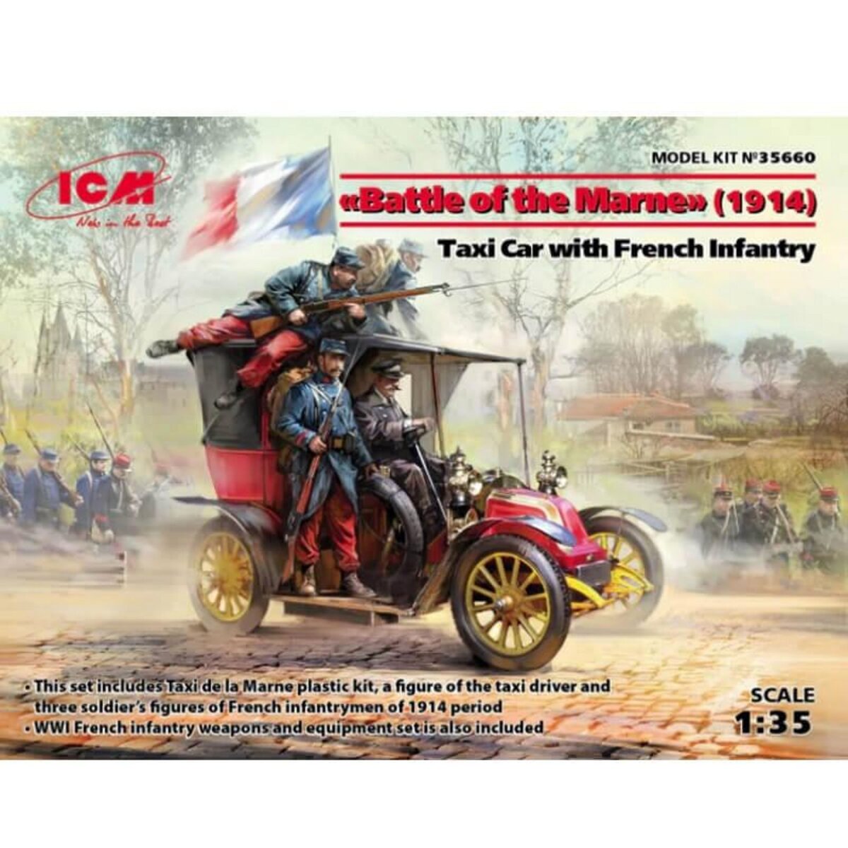 ICM Maquette et figurines militaires : Taxi de la Marne avec Infanterie Française, Bataille de la Marne