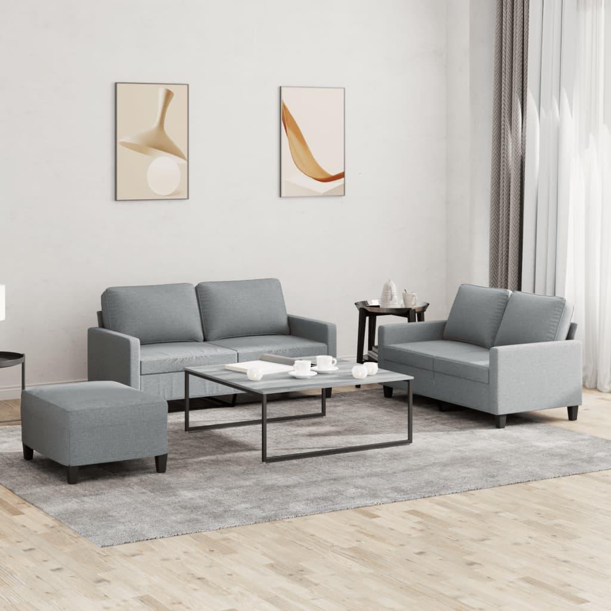 VIDAXL Ensemble de canapes 3 pcs avec coussins Gris clair Tissu