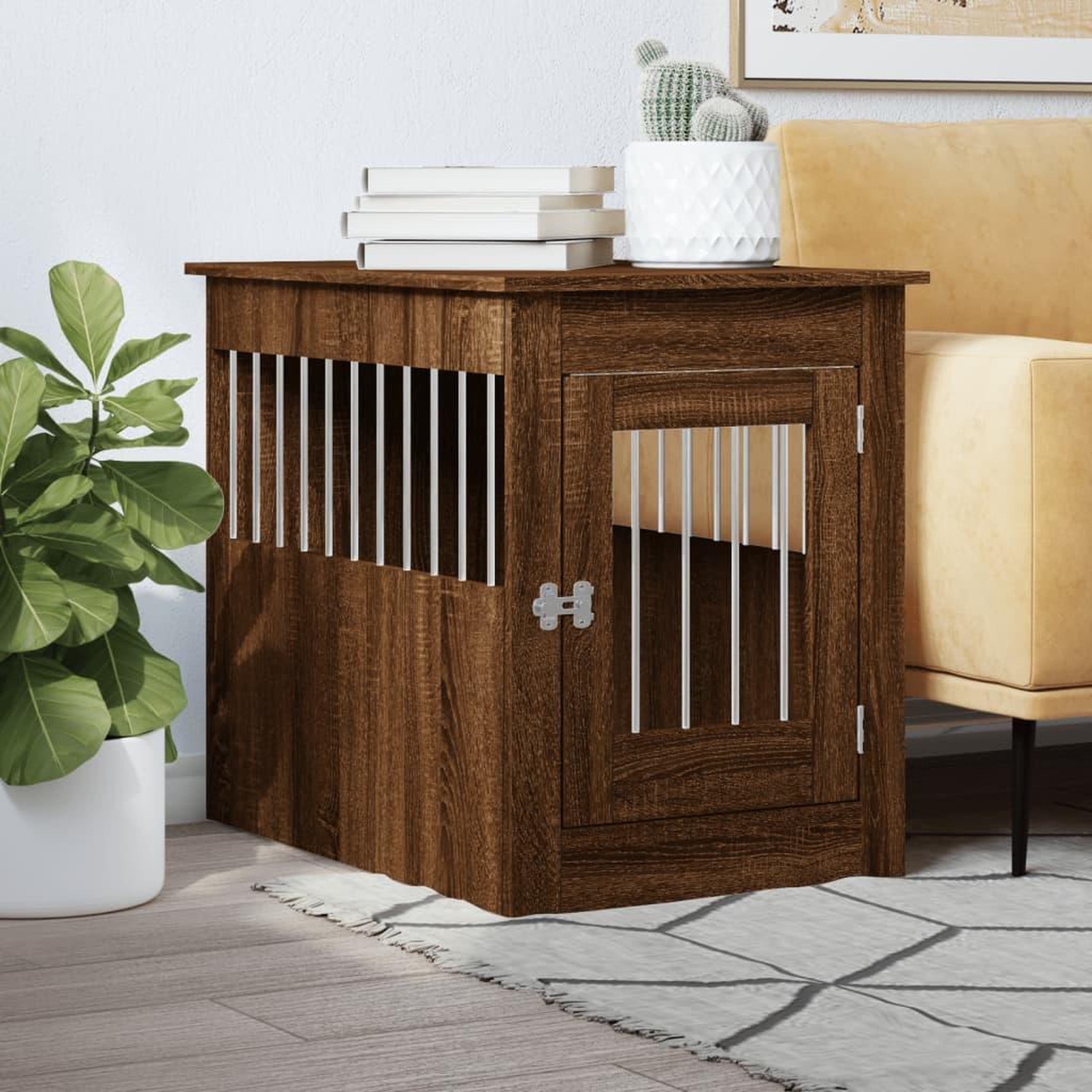 VIDAXL Meuble de cage pour chiens chene marron 55x80x68 cm
