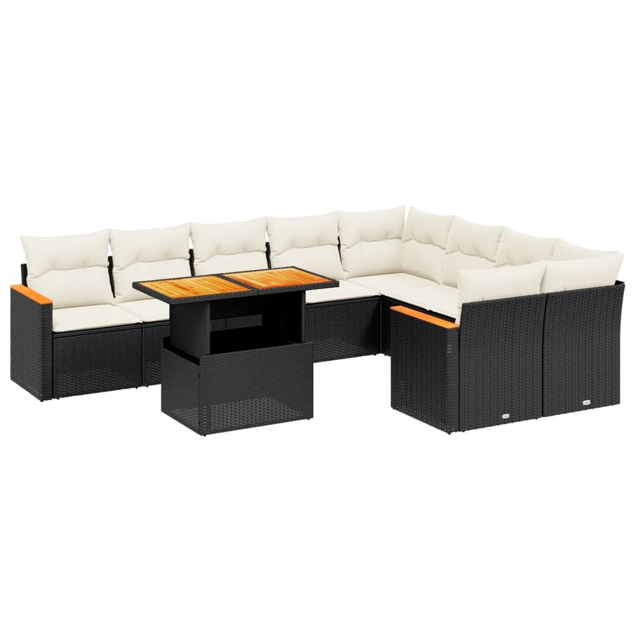 Voir la diapositive 2 : VIDAXL Salon de jardin 10 pcs avec coussins noir resine tressee