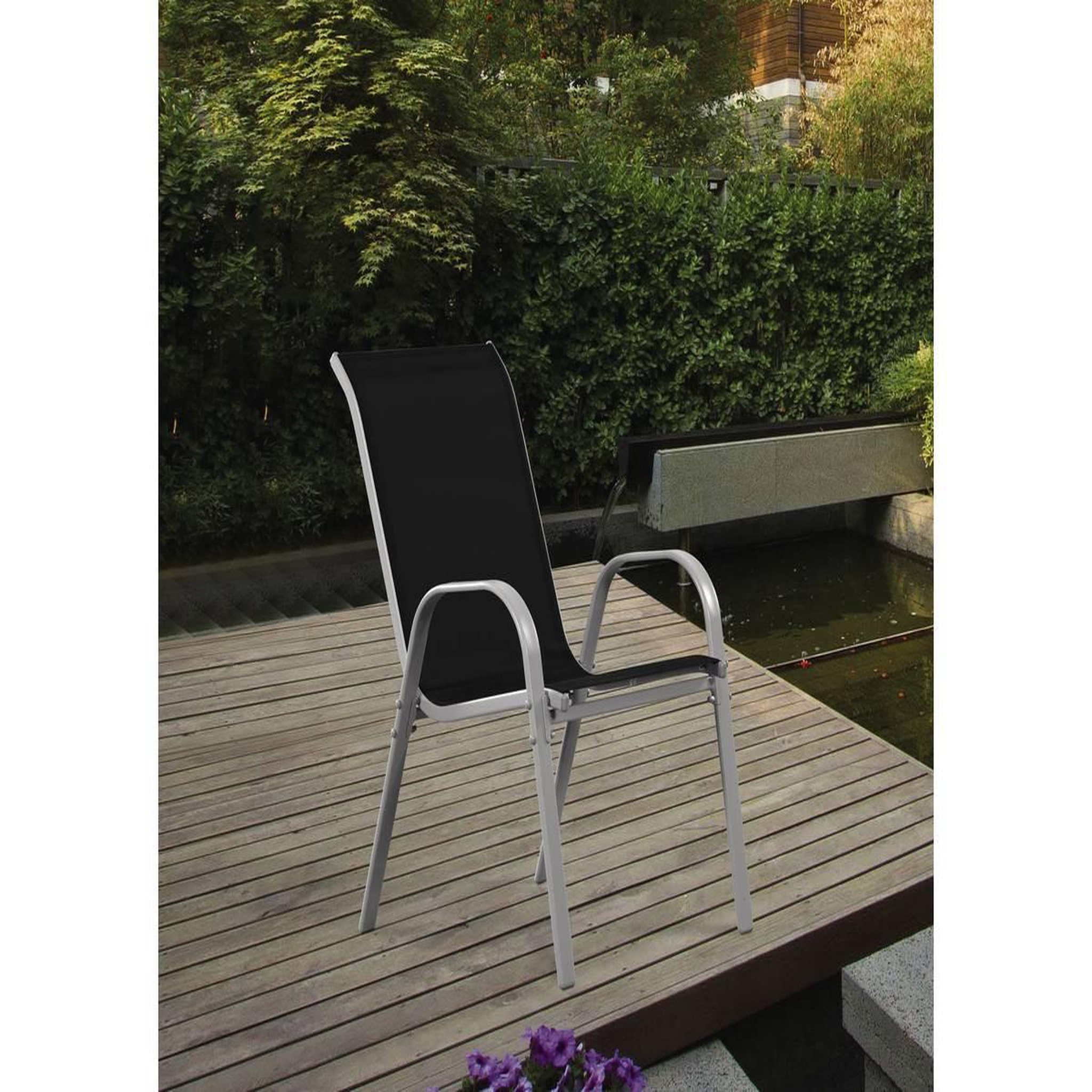 Voir la diapositive 3 : Habitat et Jardin Fauteuil jardin textilène  cordoba  - phoenix - noir - lot de 4
