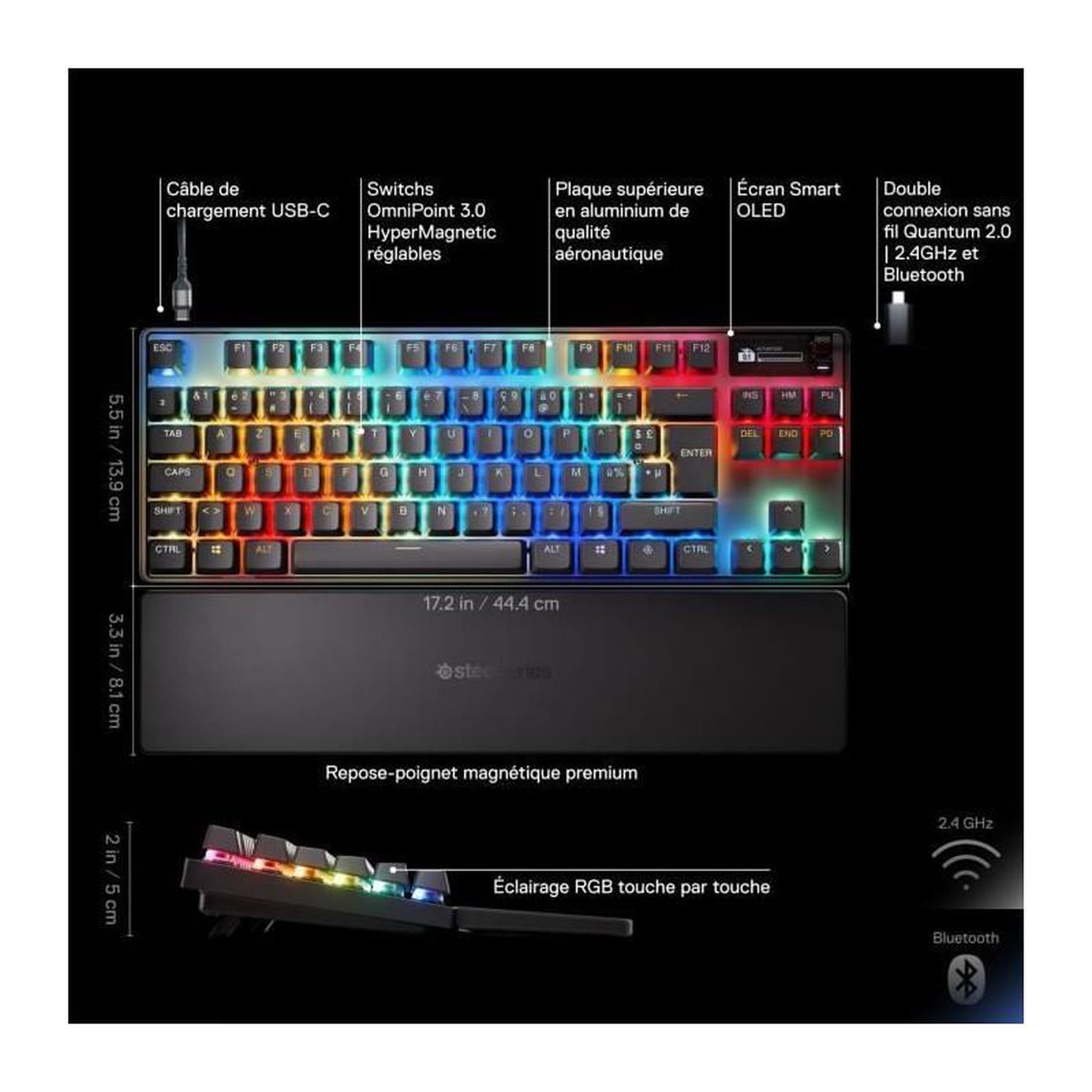 Voir la diapositive 6 : STEEL SERIES Clavier gamer sans fil apex pro tkl wl gen 3 - fr