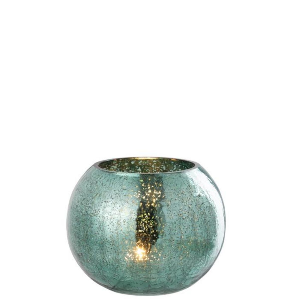 Paris Prix Photophore Boule en Verre  Craquelée  20cm Vert d'Eau