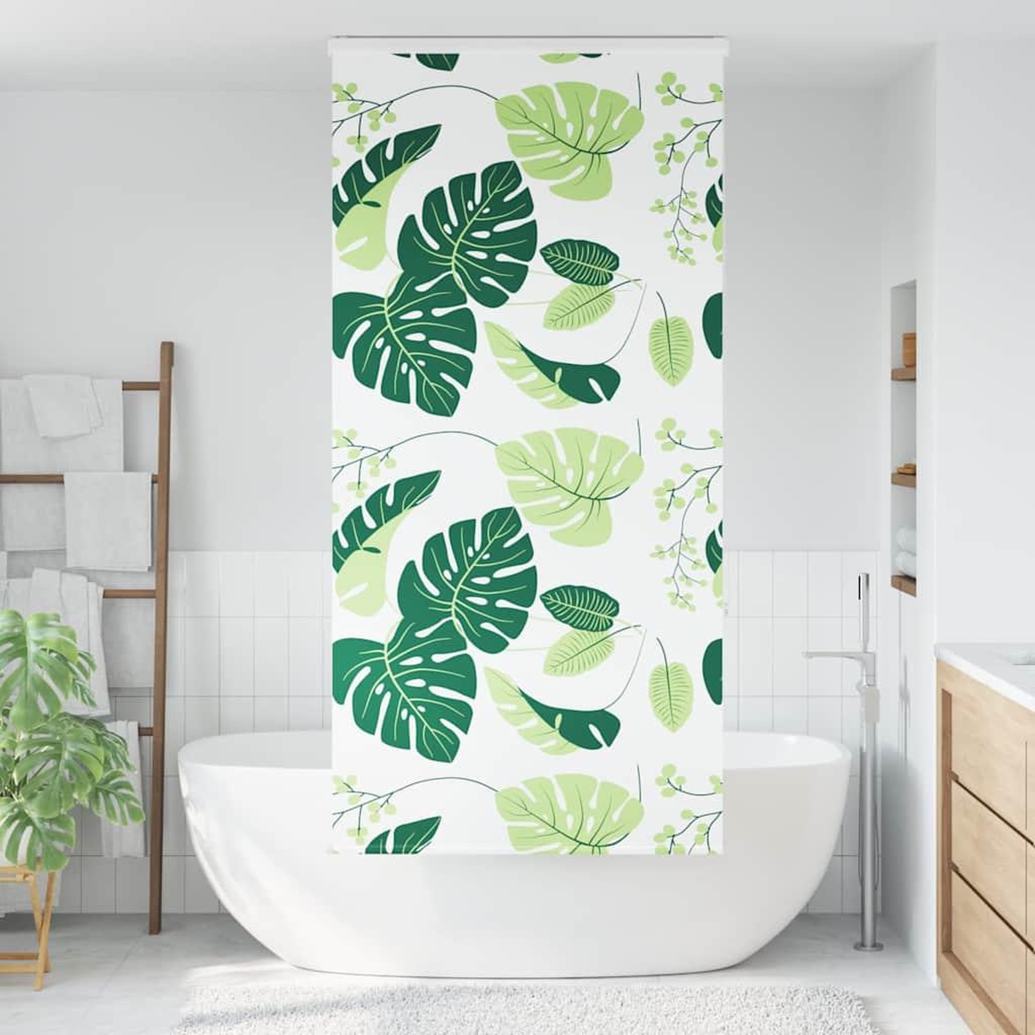Voir la diapositive 2 : VIDAXL Store enrouleur de douche avec cassette largeur du tissu 96 cm