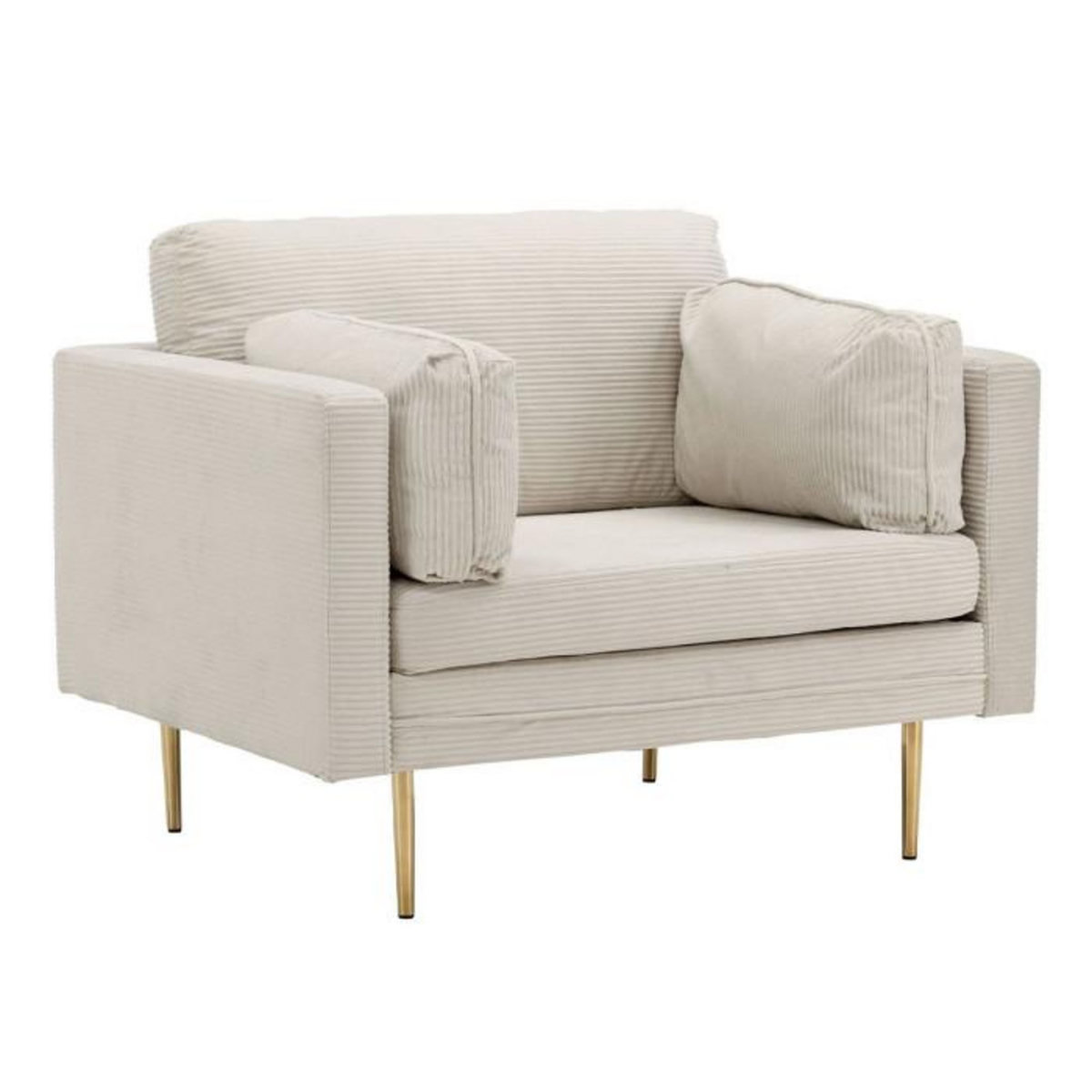 Paris Prix Fauteuil Design Velours Côtelé  Boom  110cm Beige Clair