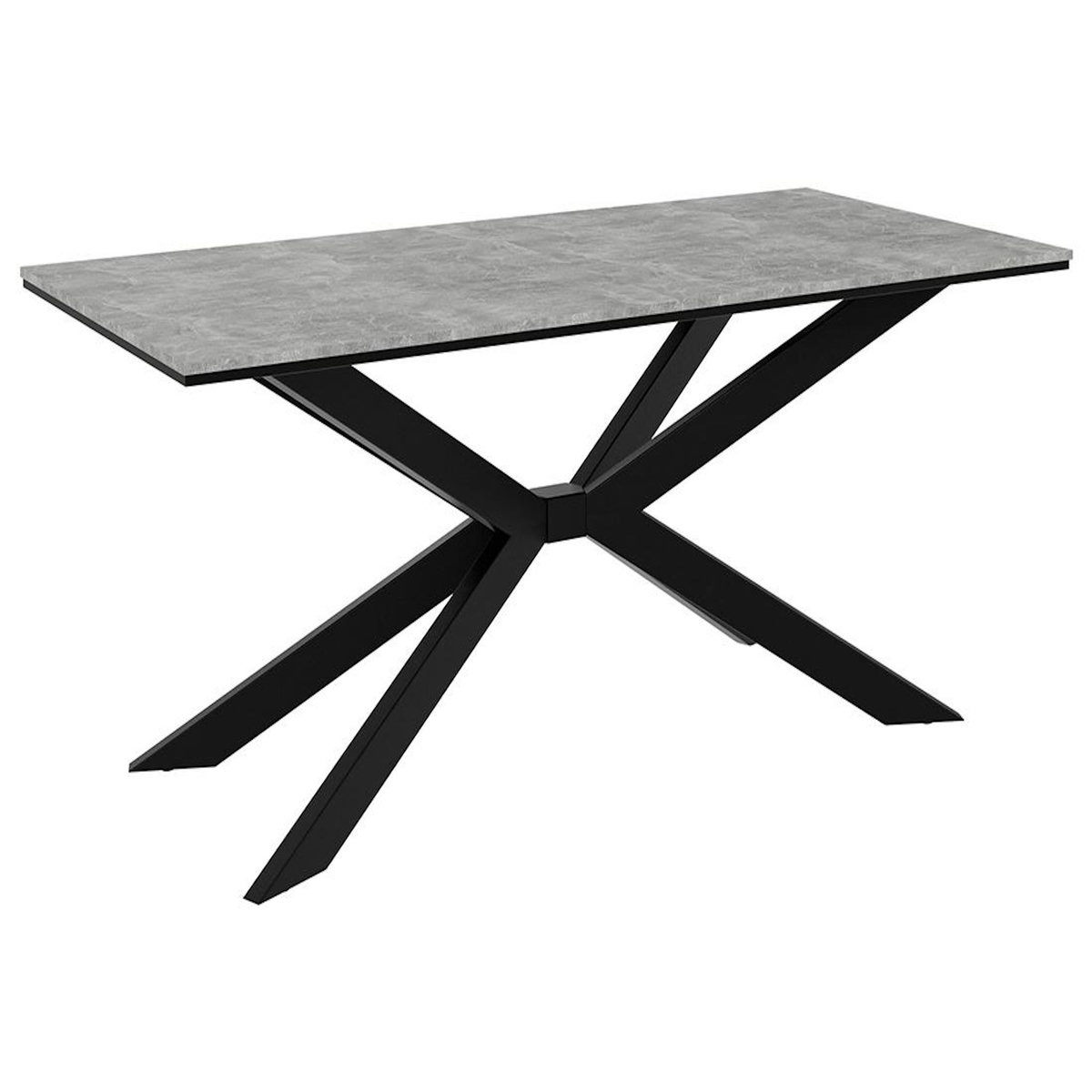 BEST MOBILIER Casey - table à manger - plateau effet béton - pieds en métal - 4 à 8 personnes