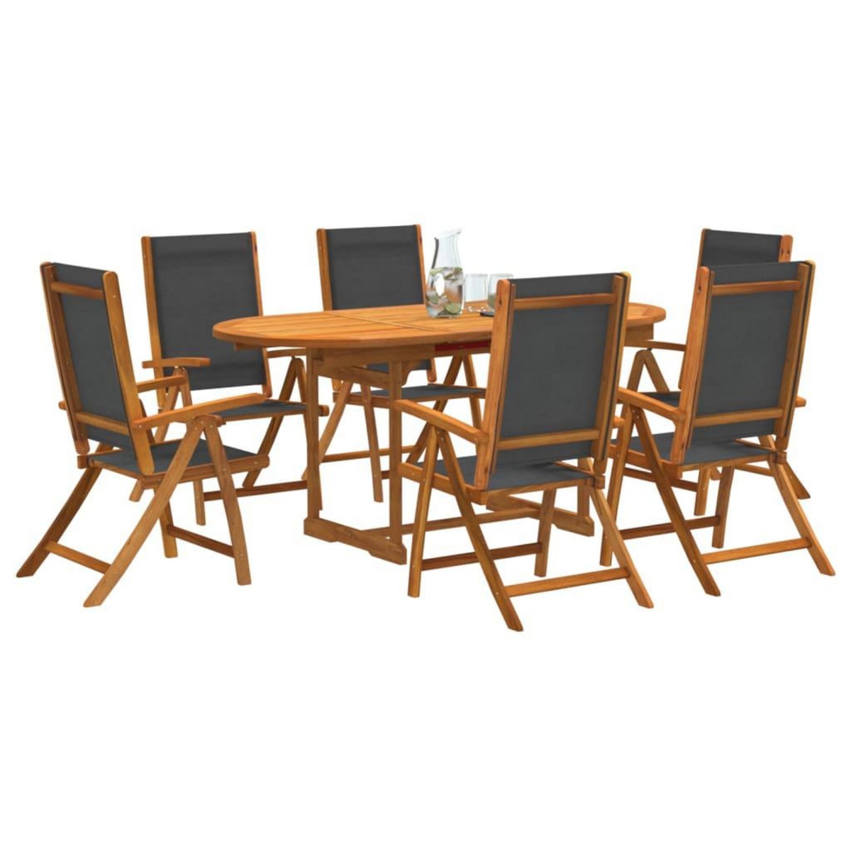 VIDAXL Ensemble a Manger de jardin 7pcs bois d'acacia solide textilene
