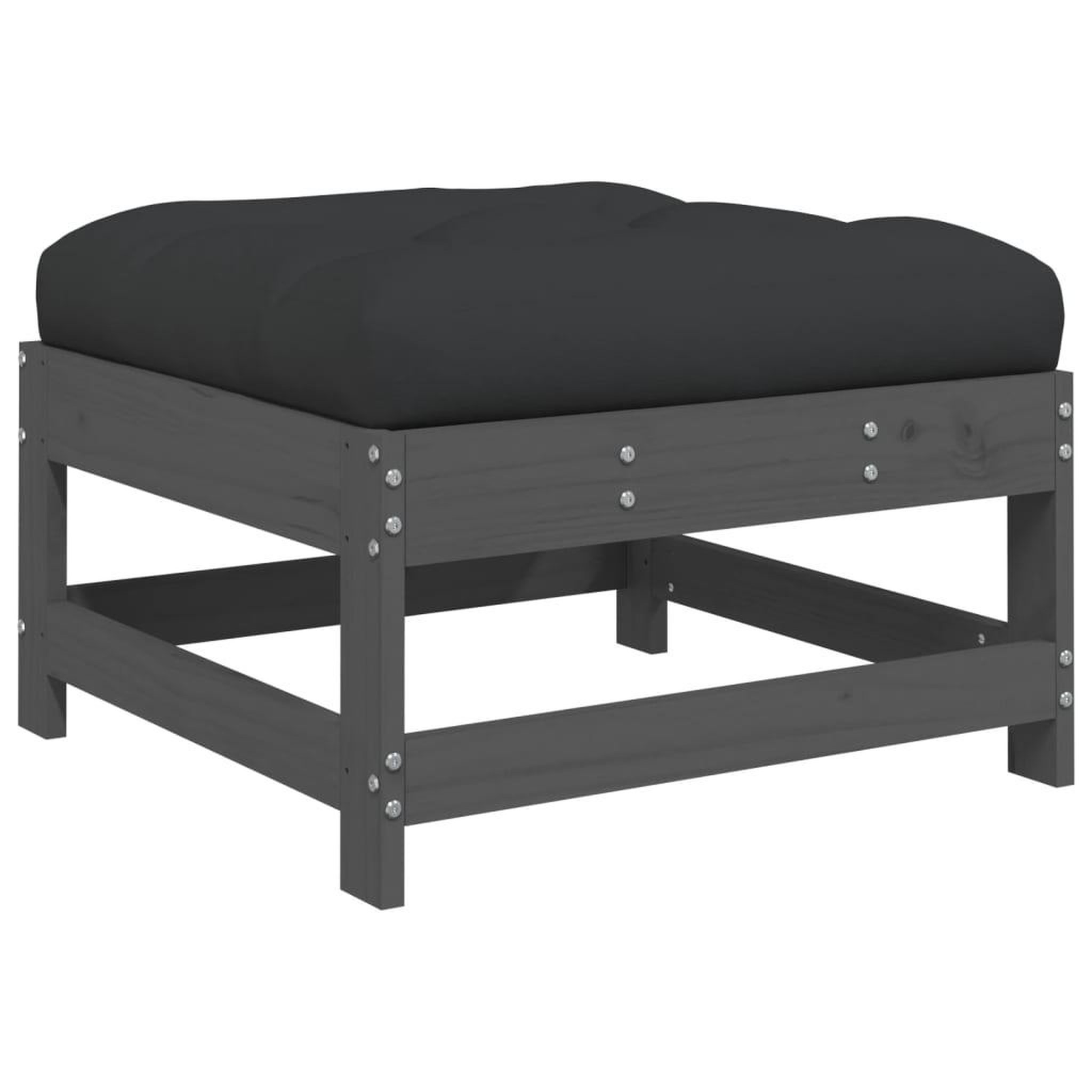 Voir la diapositive 4 : VIDAXL Repose-pieds de jardin coussins lot de 2 gris bois pin massif