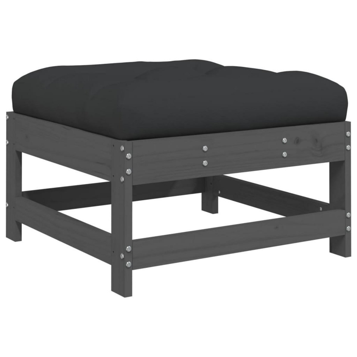 VIDAXL Repose-pieds de jardin coussins lot de 2 gris bois pin massif