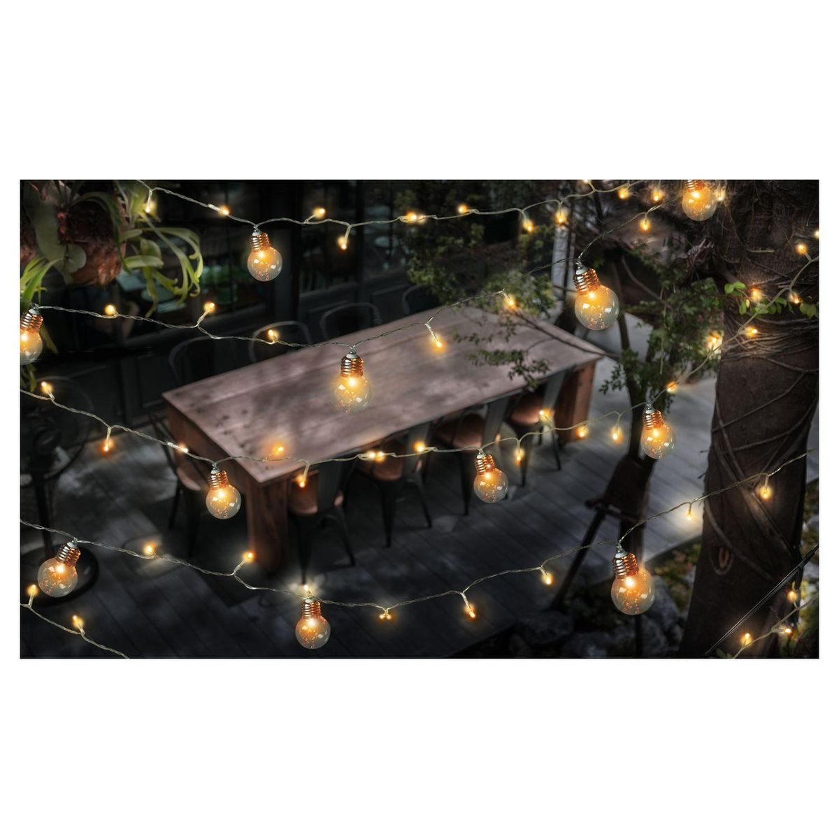 Inkazen Lampe solaire 100 leds + 11 ampoules blanc chaud