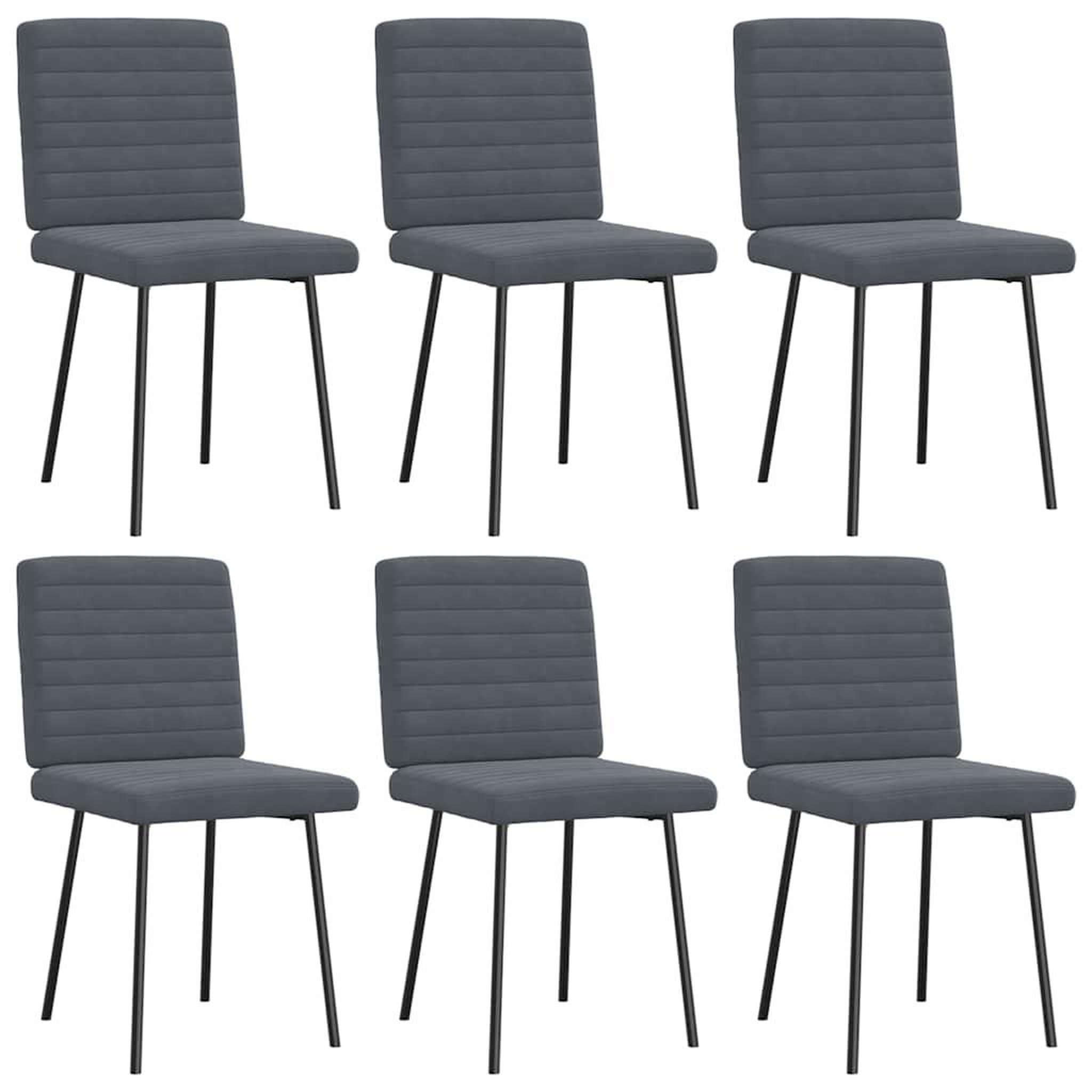 VIDAXL Chaises a manger lot de 6 gris fonce velours