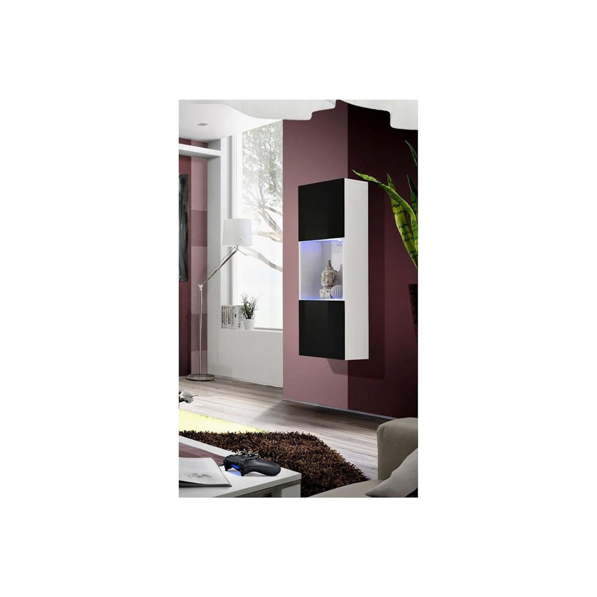 Paris Prix Vitrine LED Murale Design  Fly A3  126cm Noir & Blanc