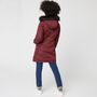 Voir la diapositive 2 : INEXTENSO Doudoune longue à capuche rouge bordeaux femme