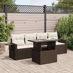 VIDAXL Salon de jardin avec coussins 5 pcs marron resine tressee