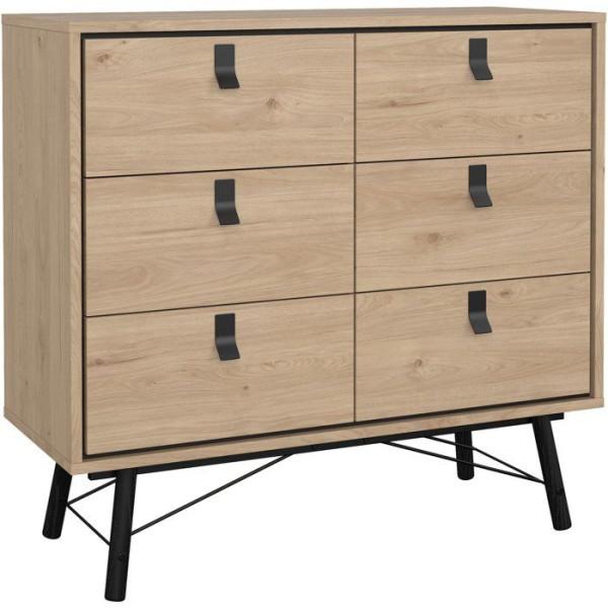 MARKET24 Commode RY - 6 Tiroirs - Décor Chene - L101,8 x P40,1 x H94,8 cm