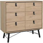 MARKET24 Commode RY - 6 Tiroirs - Décor Chene - L101,8 x P40,1 x H94,8 cm